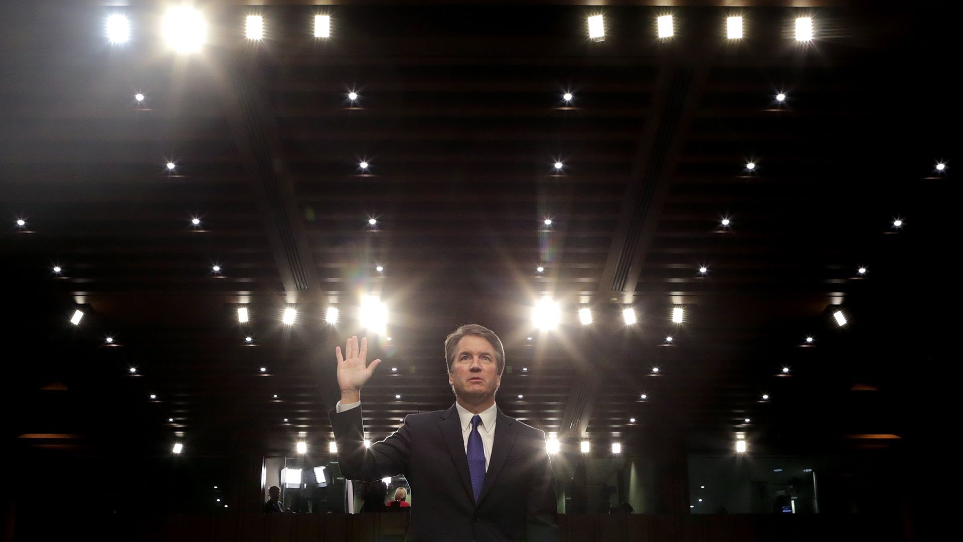 Brett Kavanaugh being sworn in.