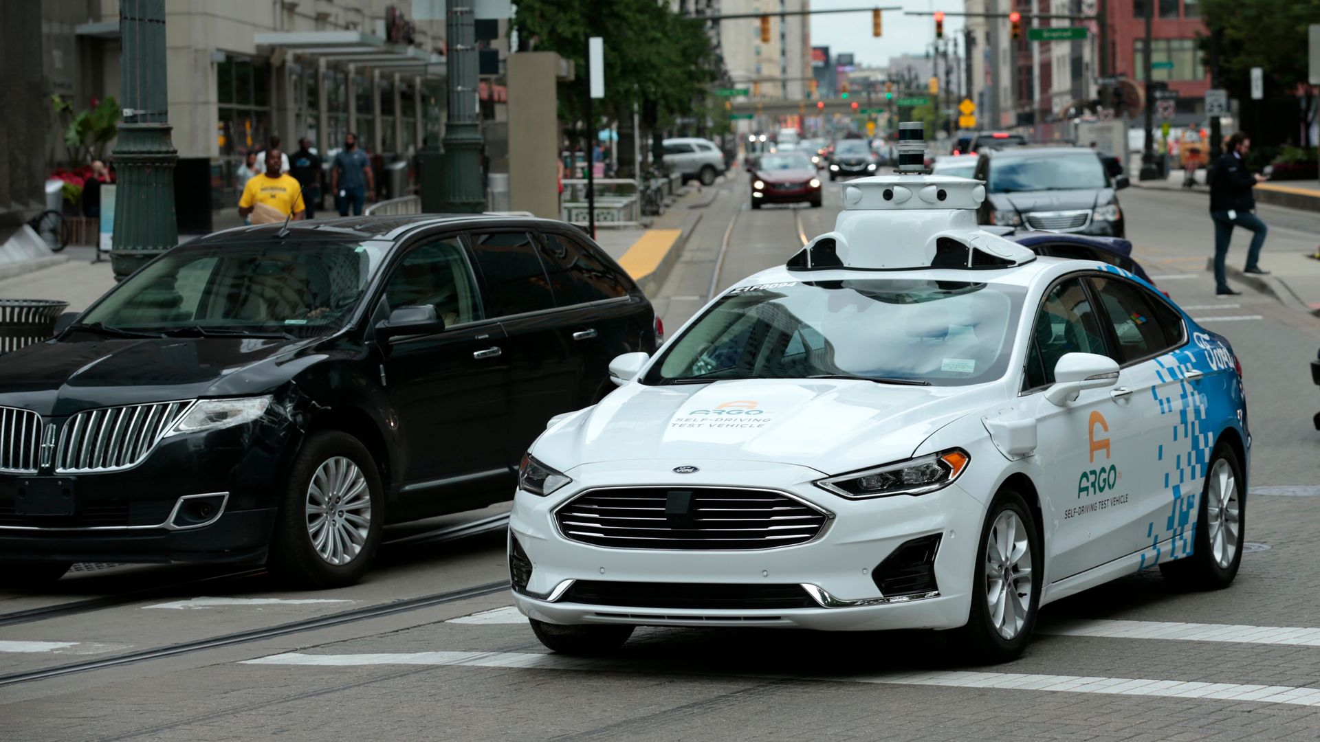 Image of a Ford Argo AI test vehicle in Detroit