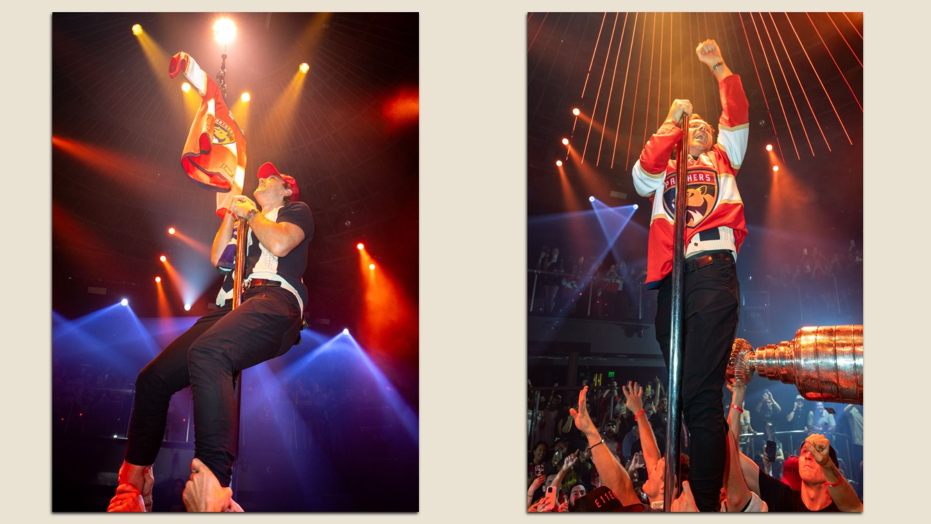 MIAMI, FLORIDA - JUNE 19: Sam Reinhart of the Florida Panthers is seen celebrating the 2025 Stanley Cup win at E11EVEN Miami on June 19, 2025 in Miami, Florida. (Photo by Alexander Tamargo/Getty Images for E11EVEN)