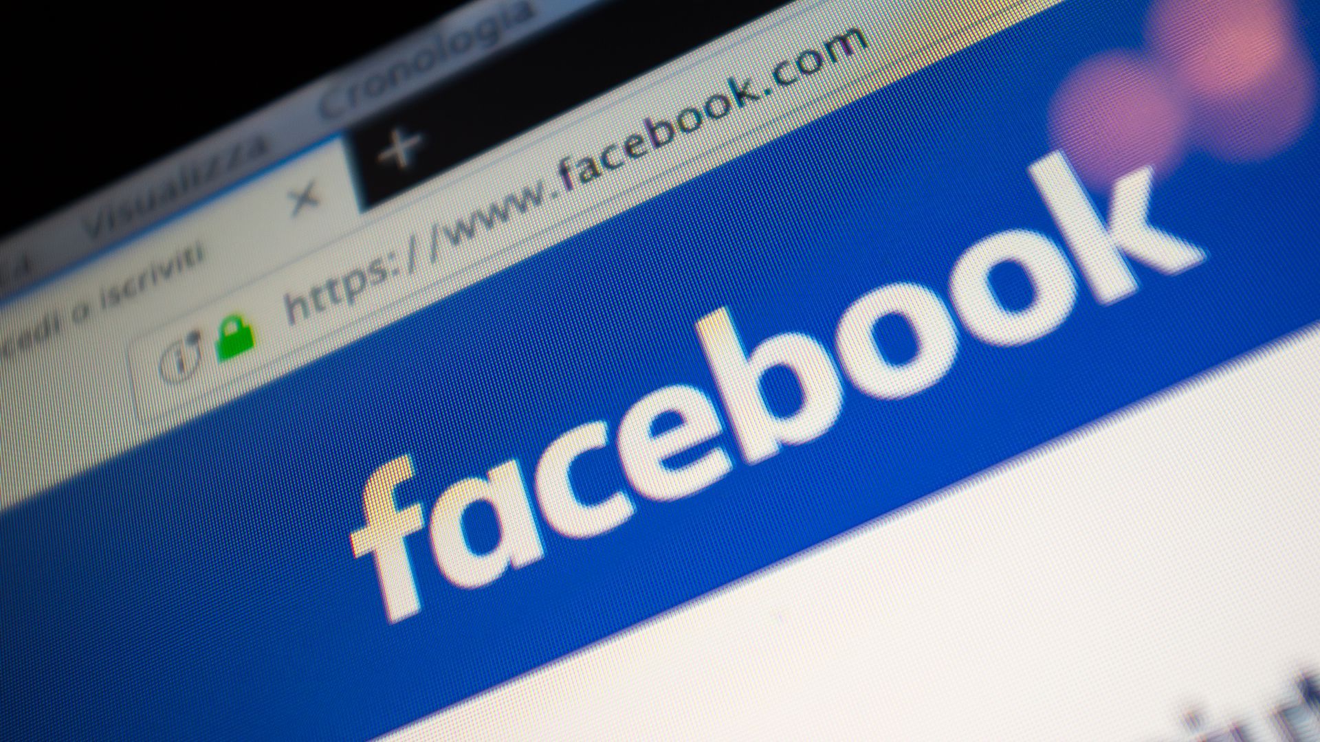 Facebook page on computer screen