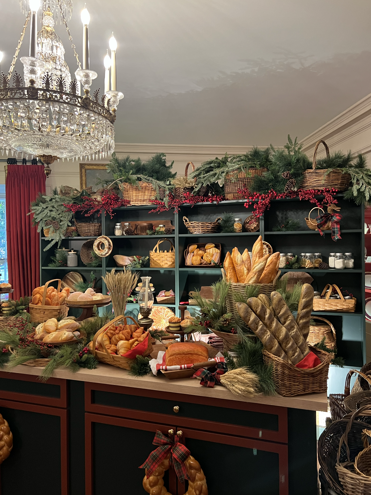 The China Room is decorated with lots of bread to remind guests of the "peaceful , patient, and loving process of baking bread."