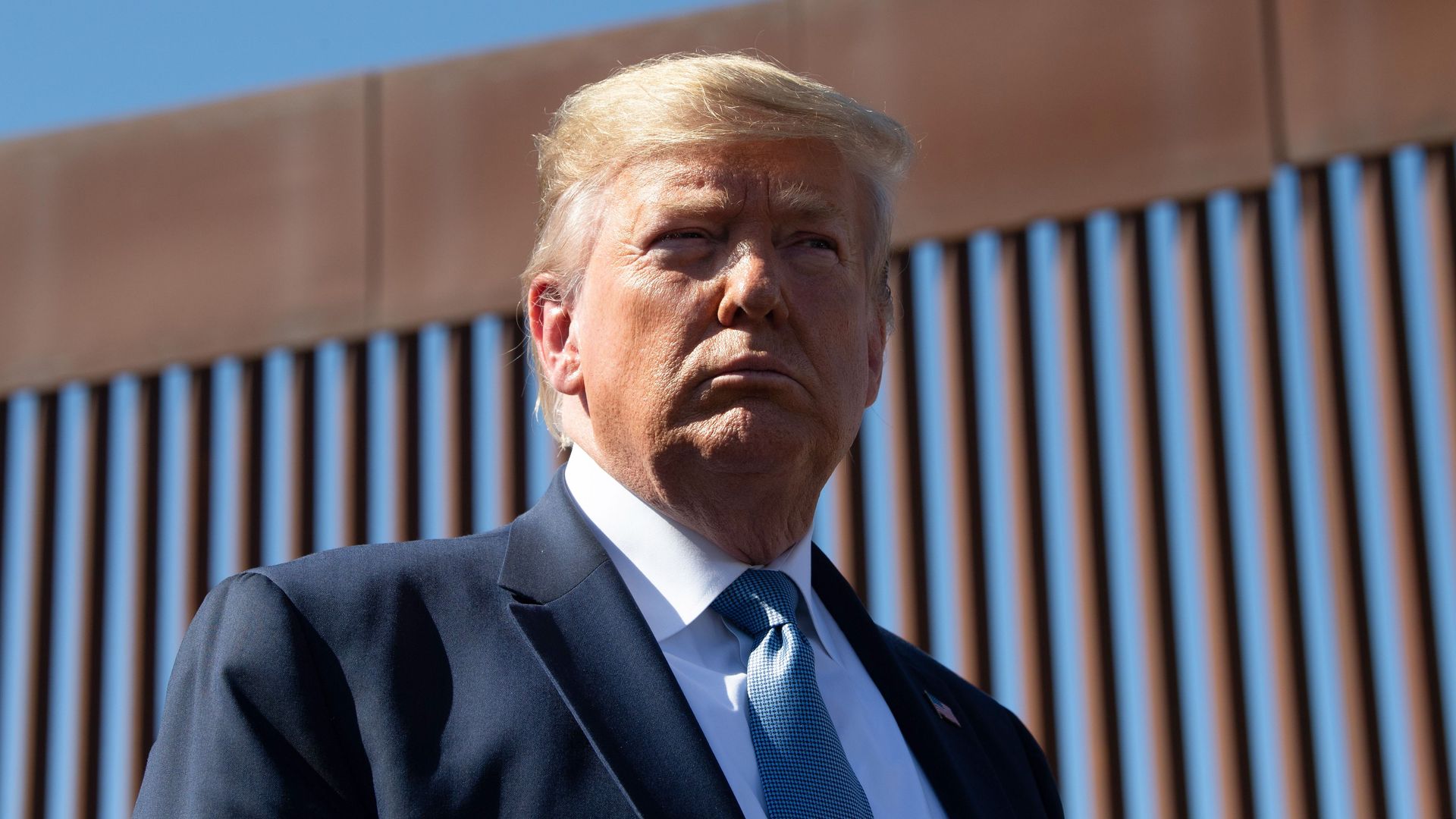 Trump visits the US-Mexico border fence in Otay Mesa, California on September 18, 2019. 