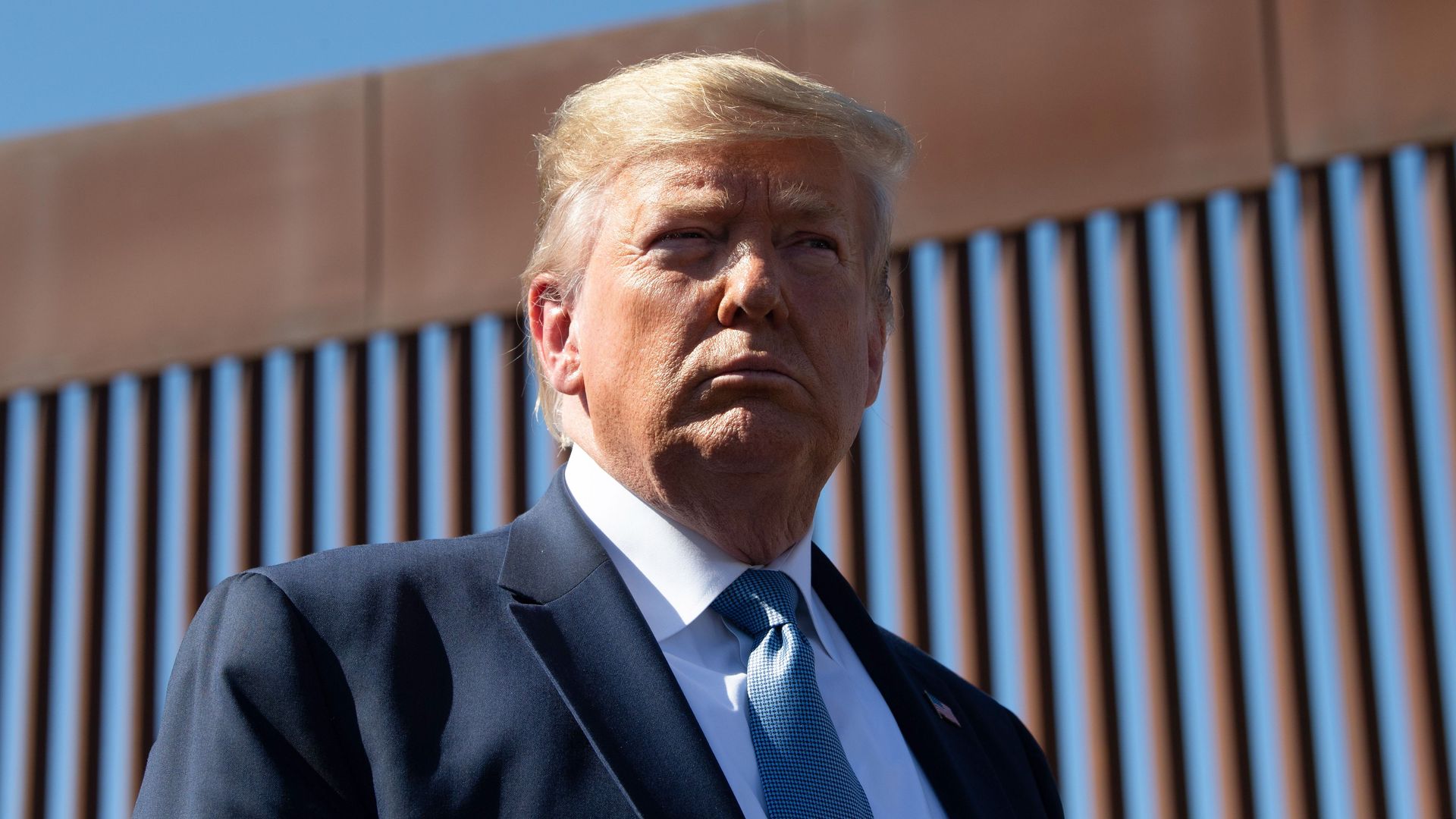 Trump visits the US-Mexico border fence in Otay Mesa, California on September 18, 2019.