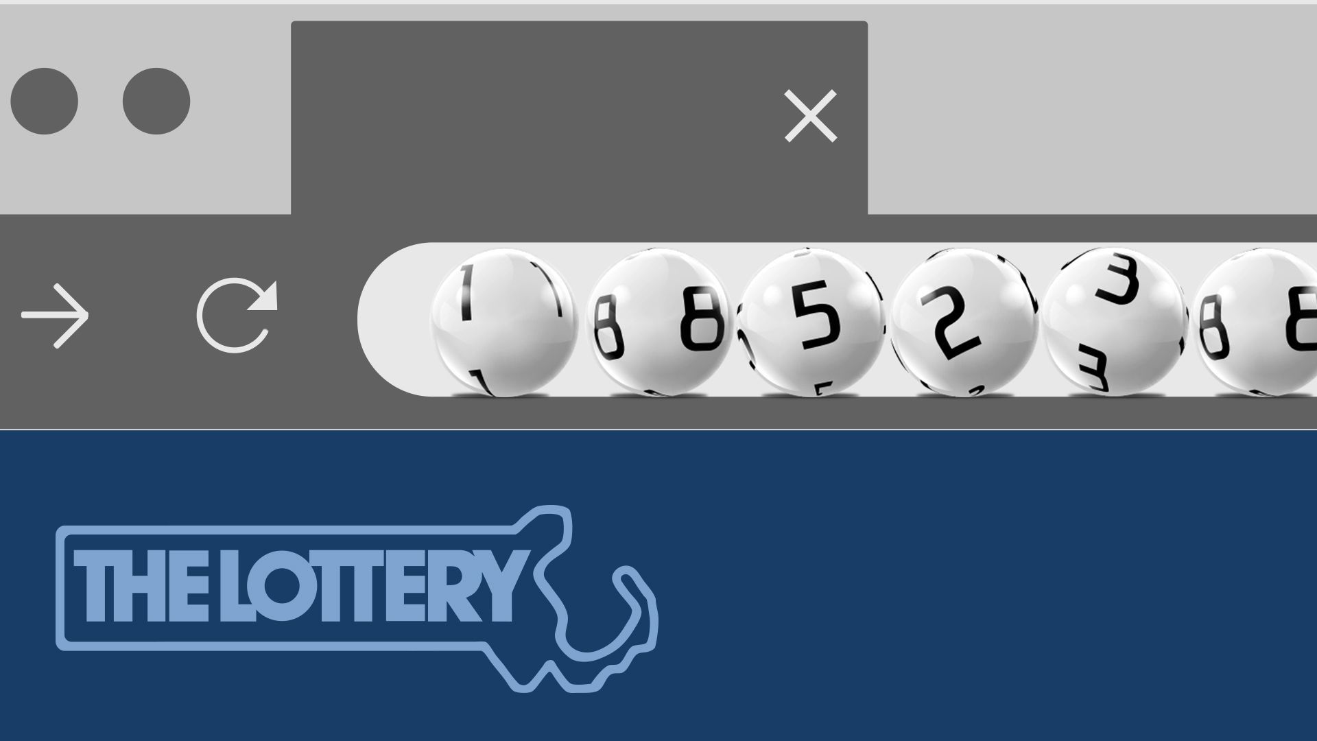 Illustration of lottery balls in the URL field of an internet browser.