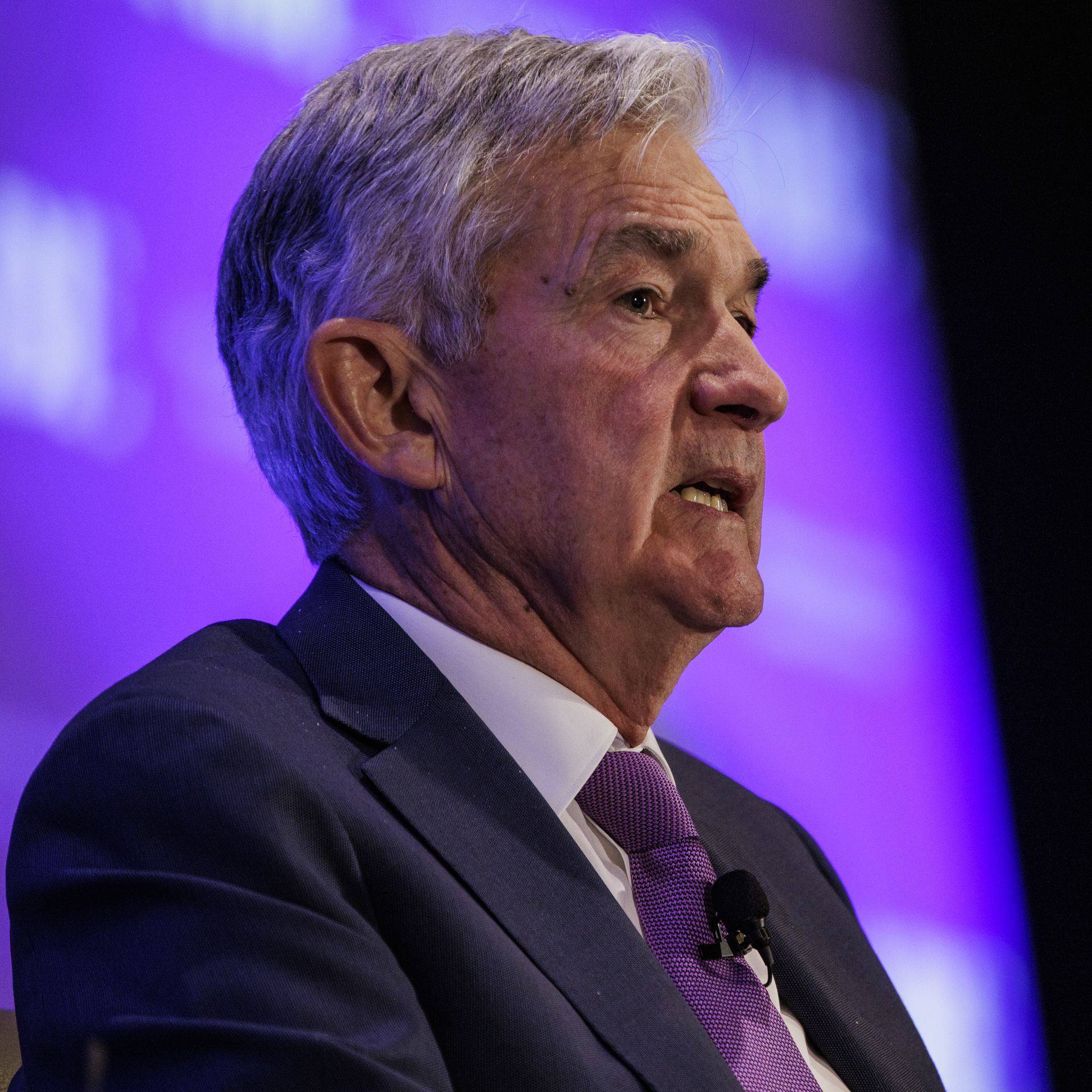 Fed chairman Jerome Powell speaks onstage at a conference