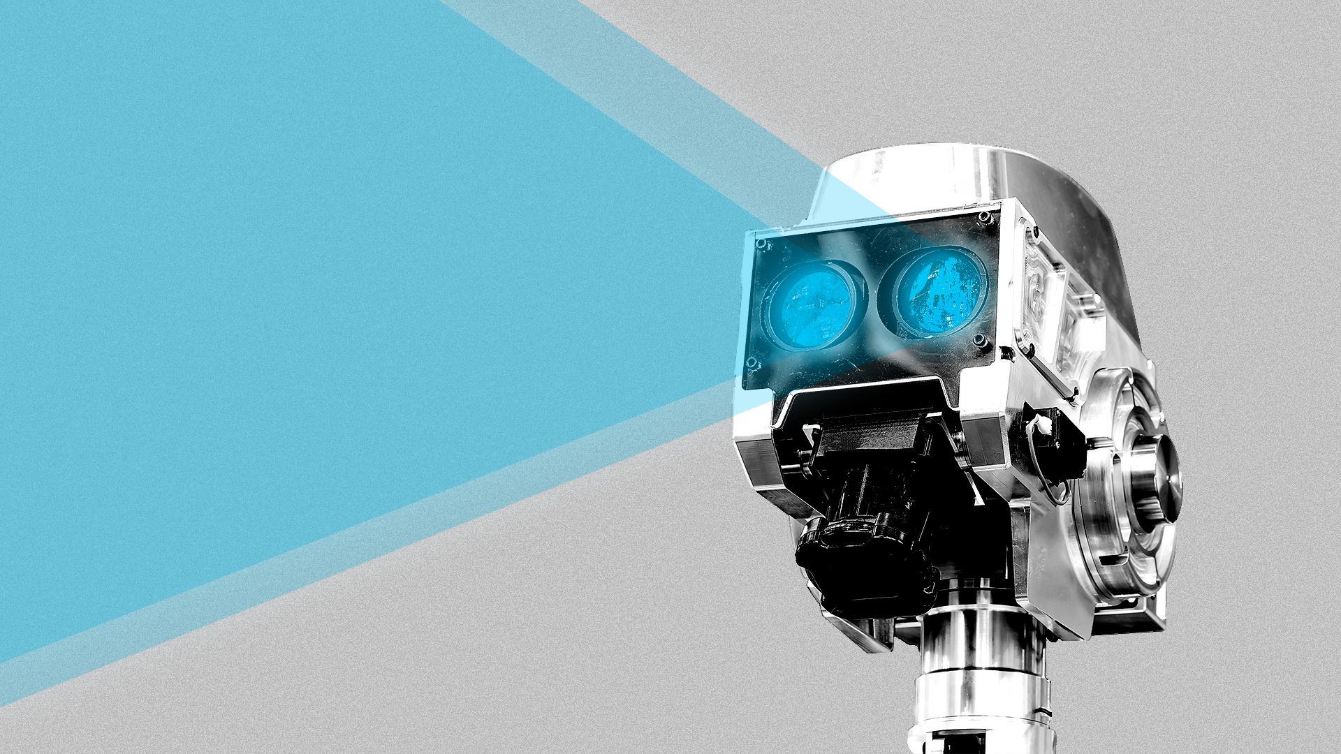 Illustration of a robot with its eyes glowing and projecting light.