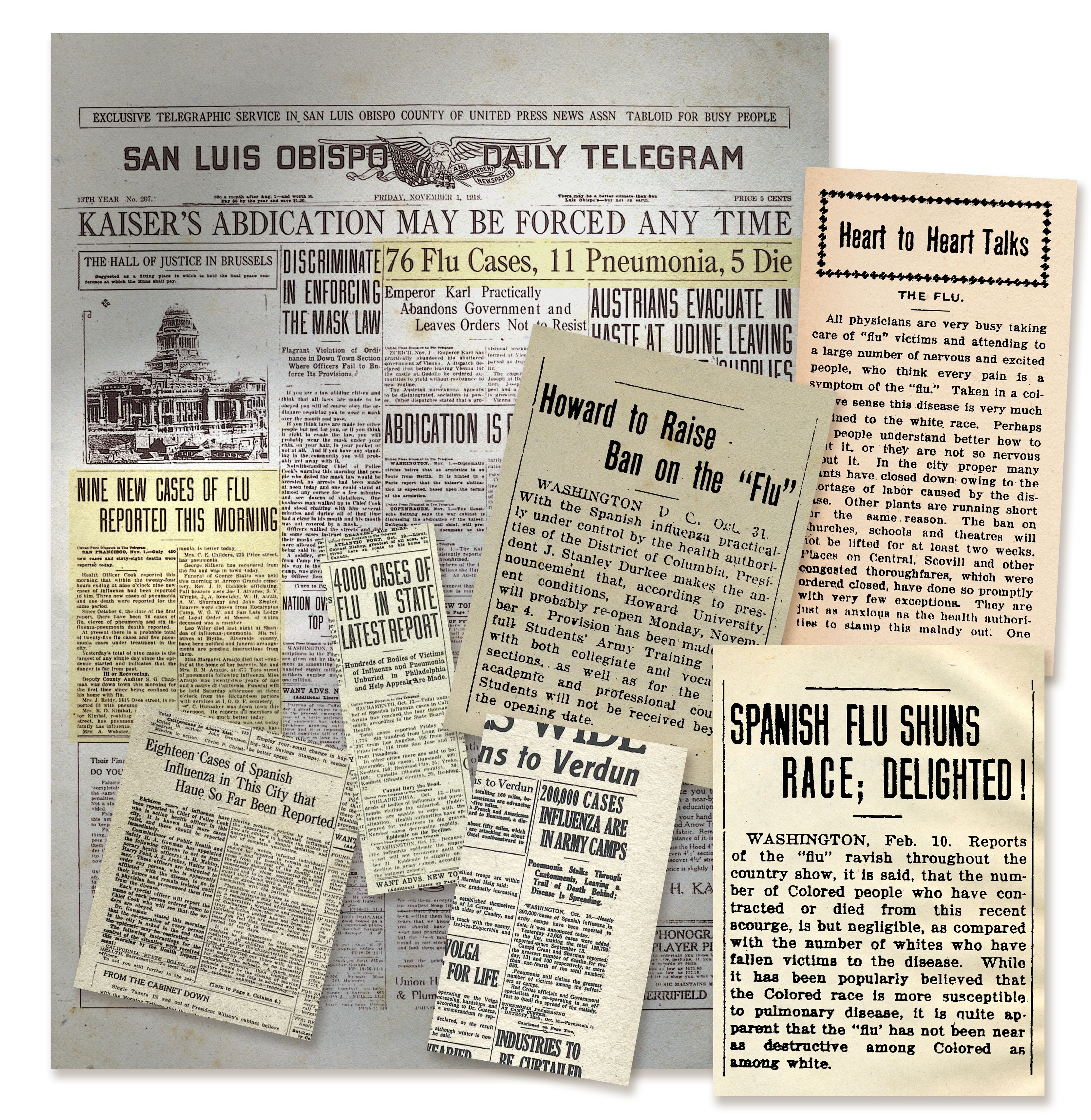 Newspaper clippings from 1918