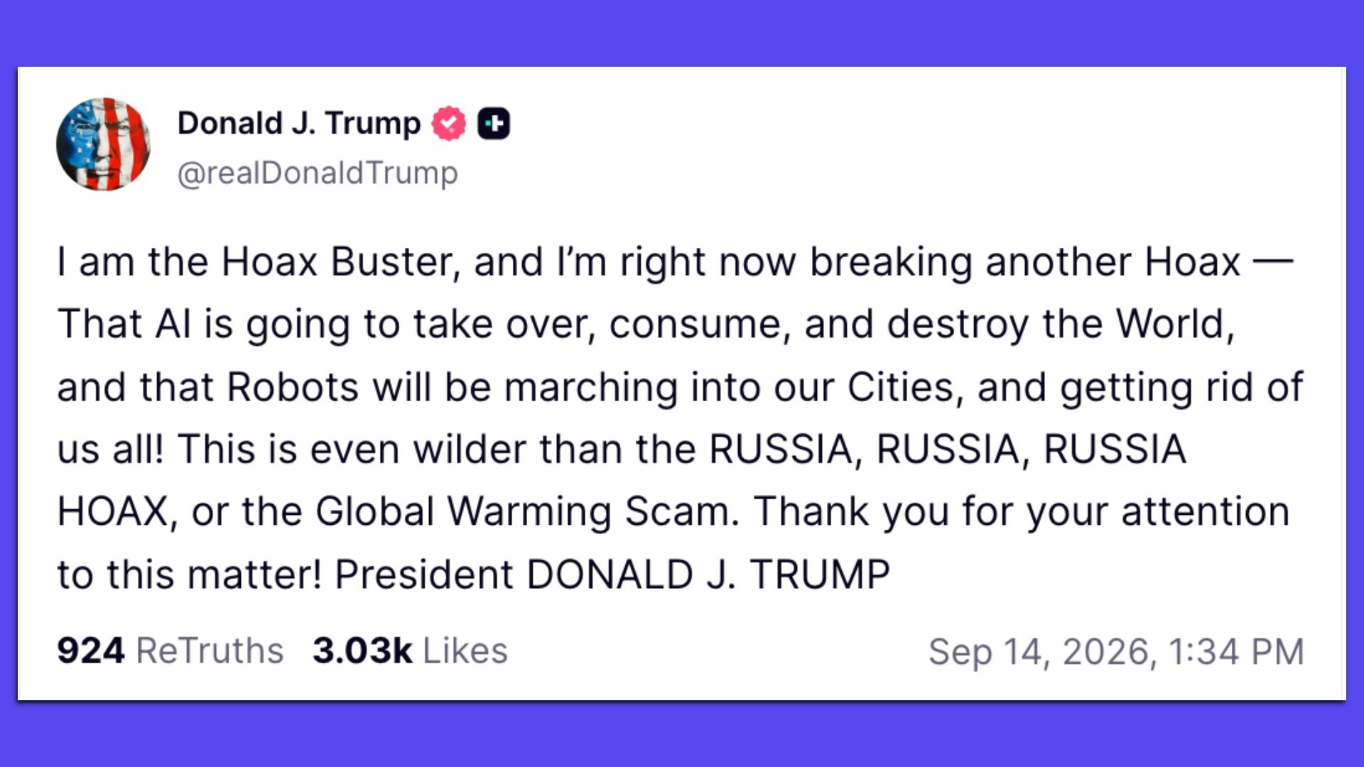 "I am the Hoax Buster": Trump's war on AI doomers gets personal