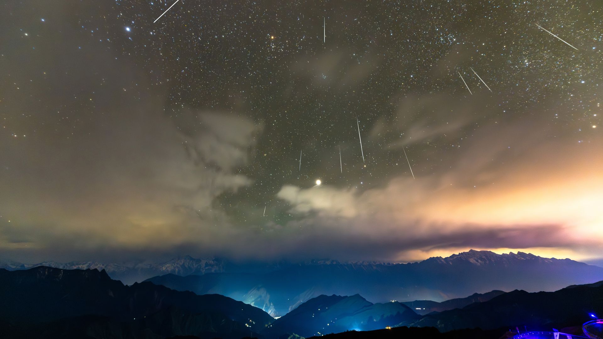 The Geminid meteor shower is being seen over Ya'an City, Sichuan Province, China, on Dec. 14, 2023.
