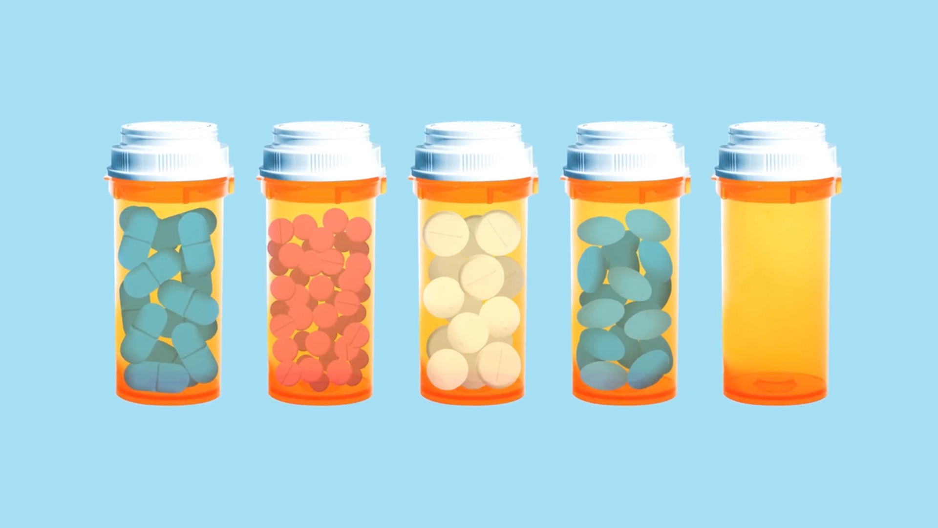 Illustration taken from the video of medicine bottles filled with pills