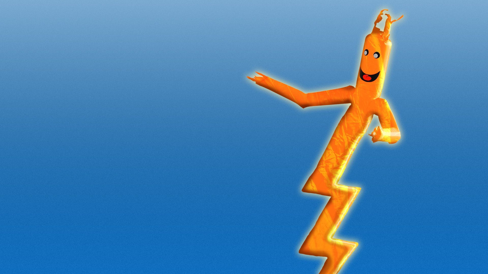 Illustration of an inflatable used car inflatable tube man in the shape of a lightning bolt