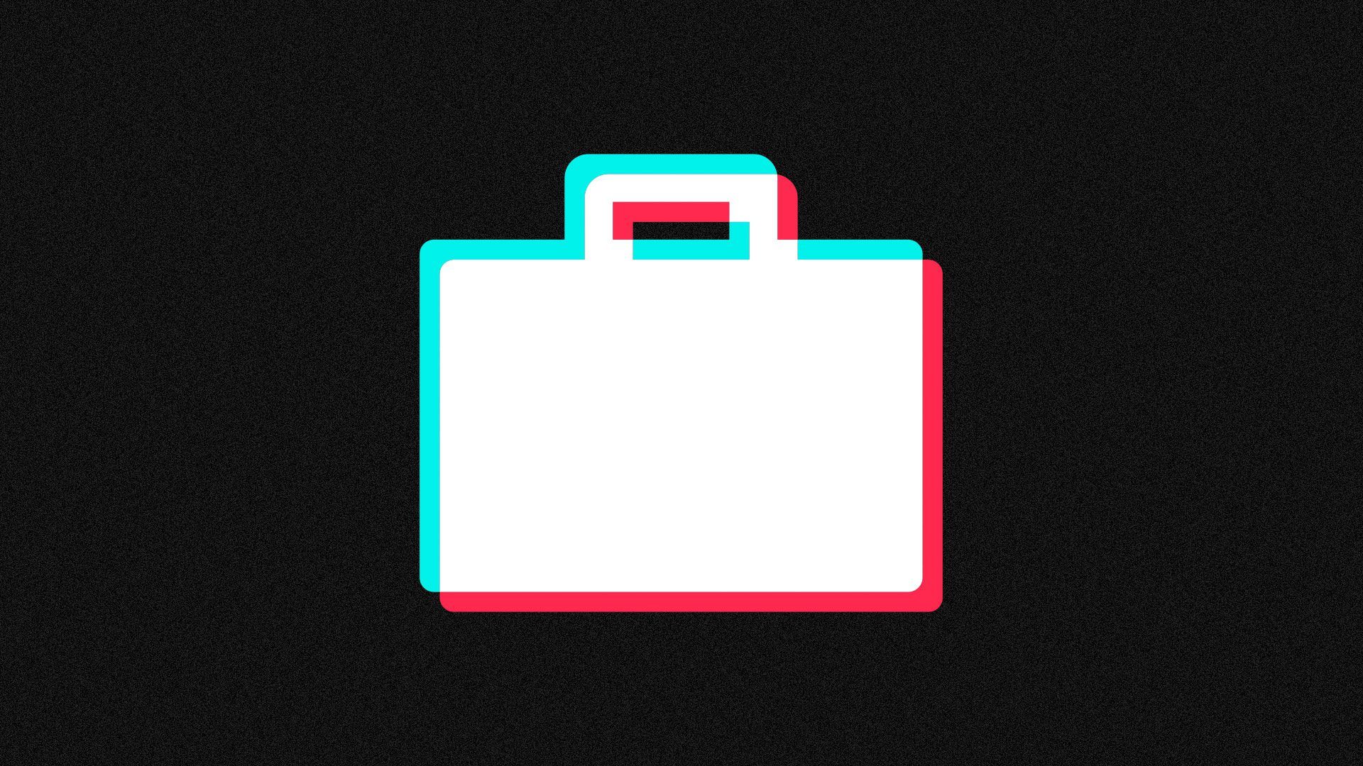 Illustration of a briefcase icon in the style of the TikTok logo.
