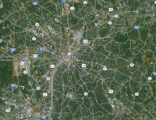 map of trees around Charlotte