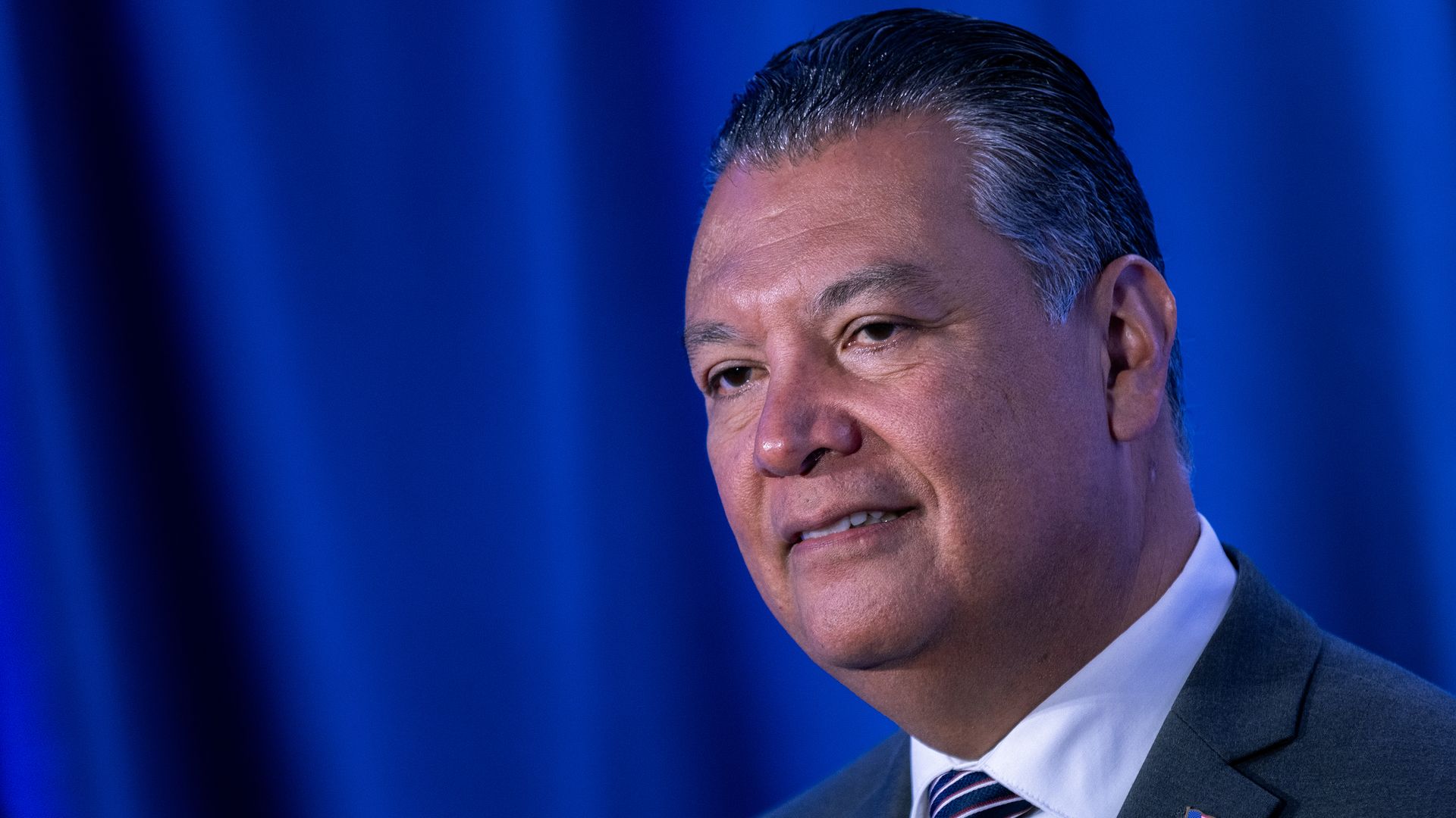 Sen. Padilla speaks at a press conference.