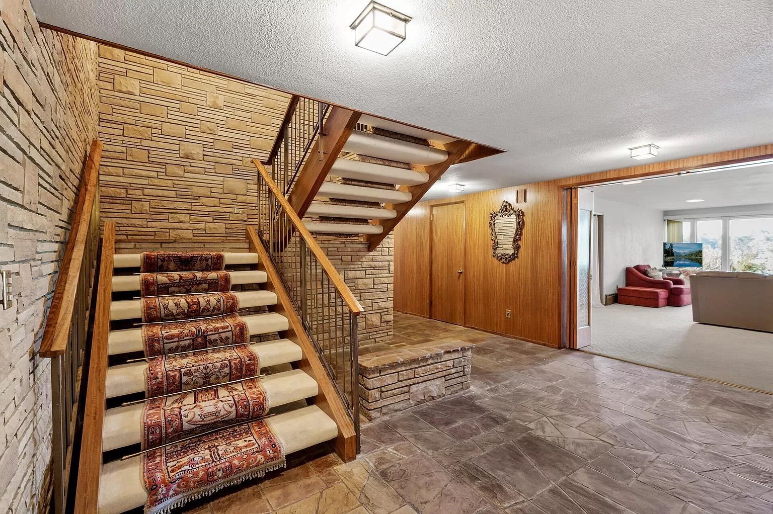 A staircase leading down to a basement.