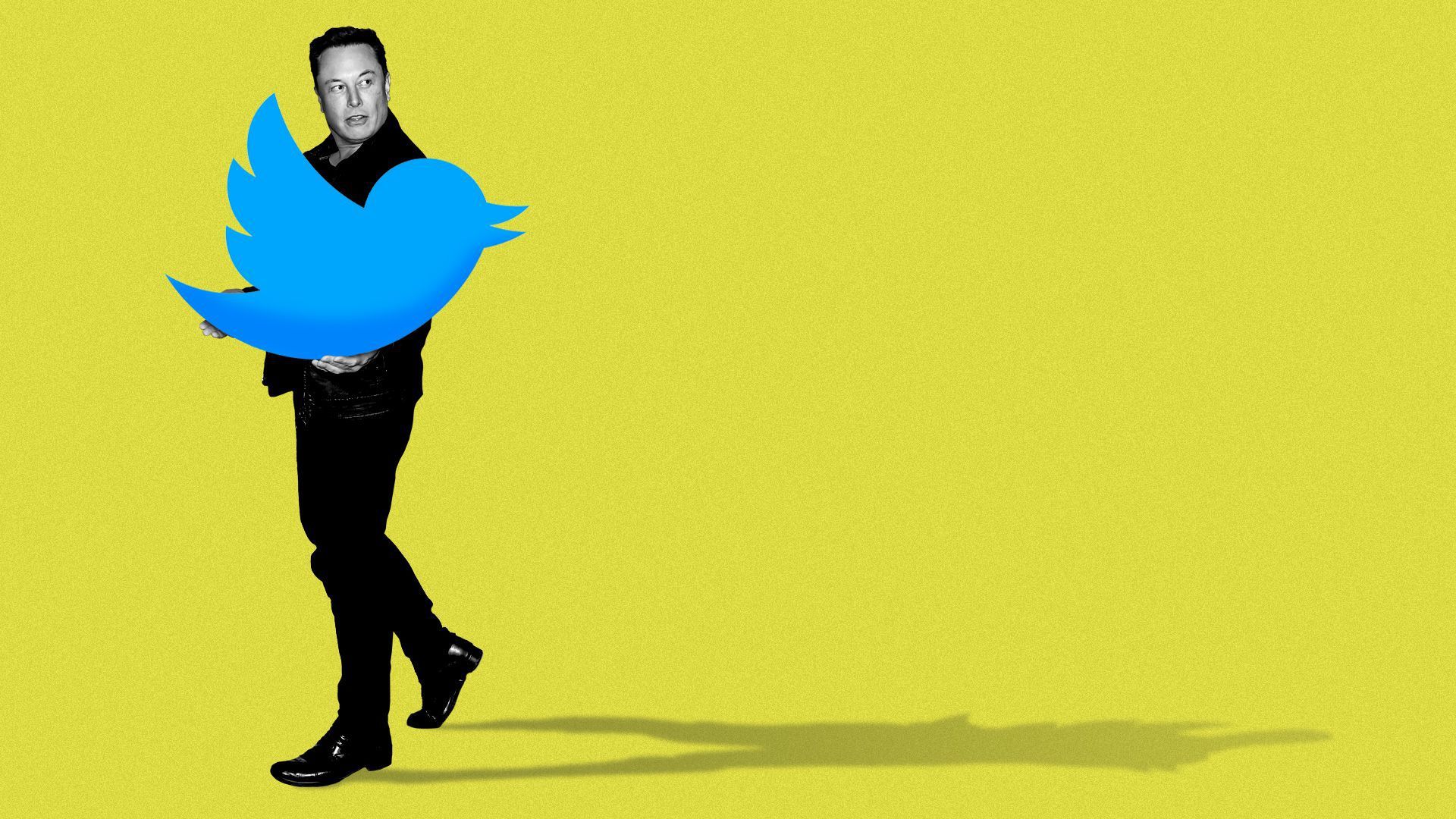 An illustration of Elon Musk holding the Twitter bird