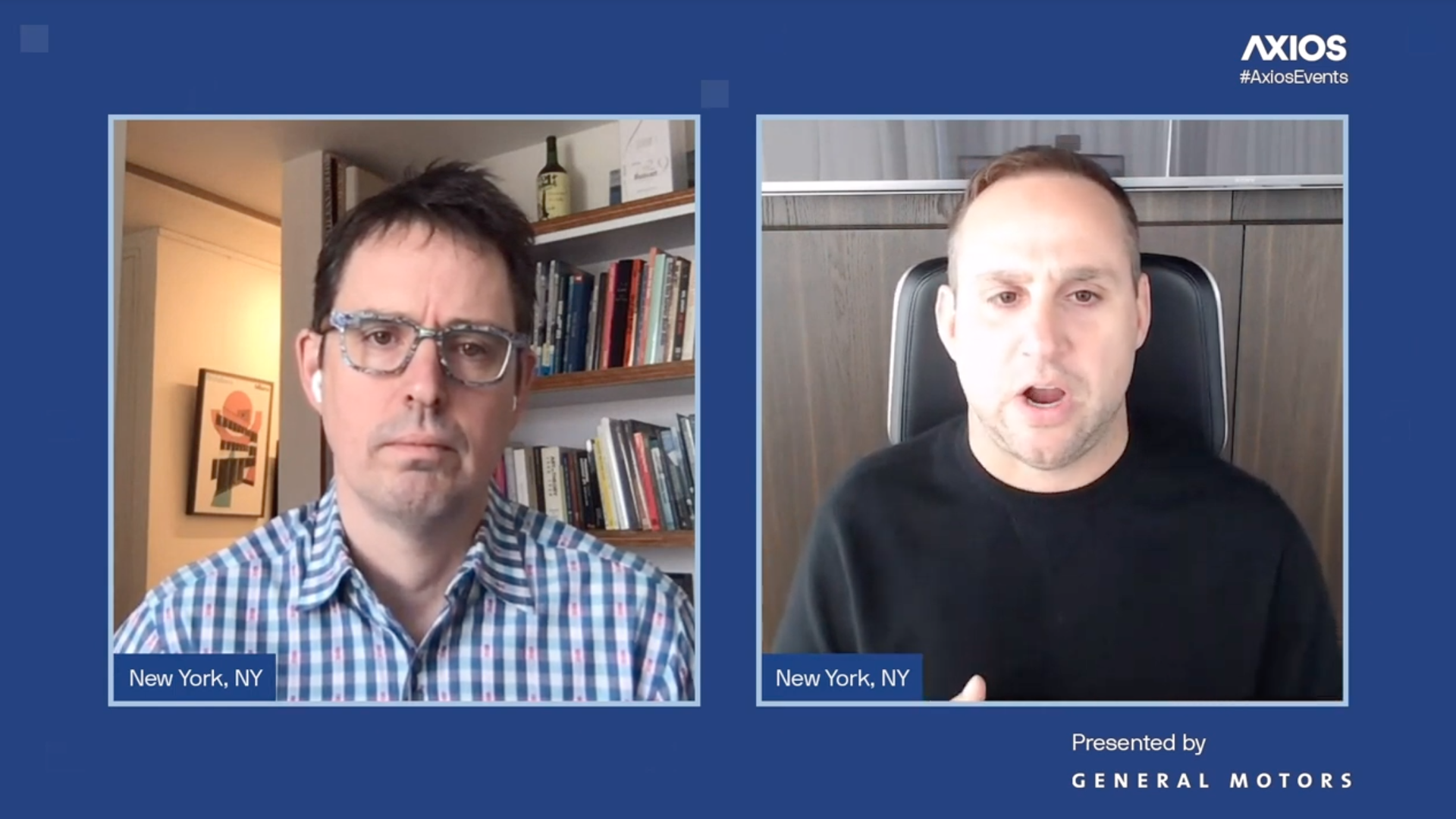 Axios' Felix Salmon (L) and Fanatics' founder Michael Rubin (R). Photo courtesy of Axios Events