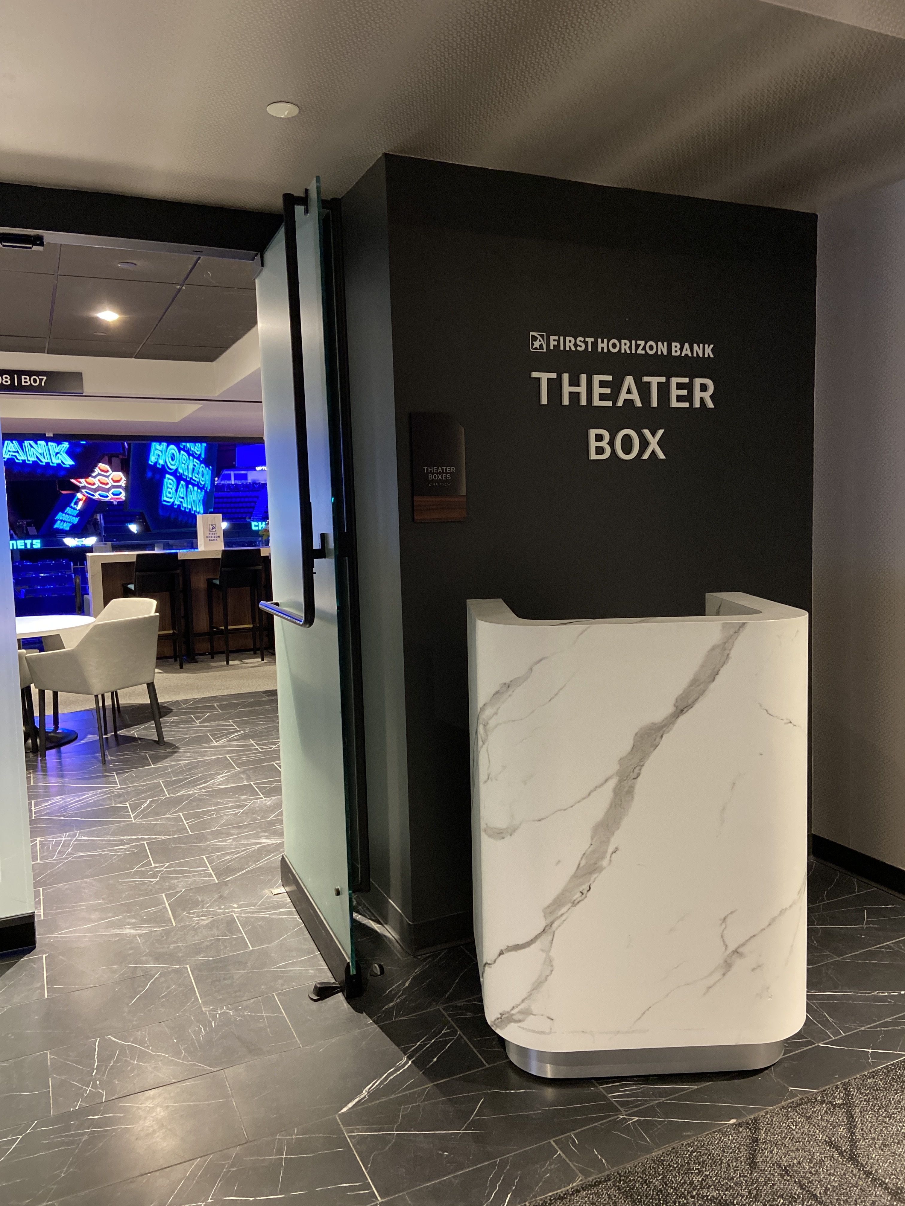 Entrance to the Hornets theater box at Spectrum Center. 