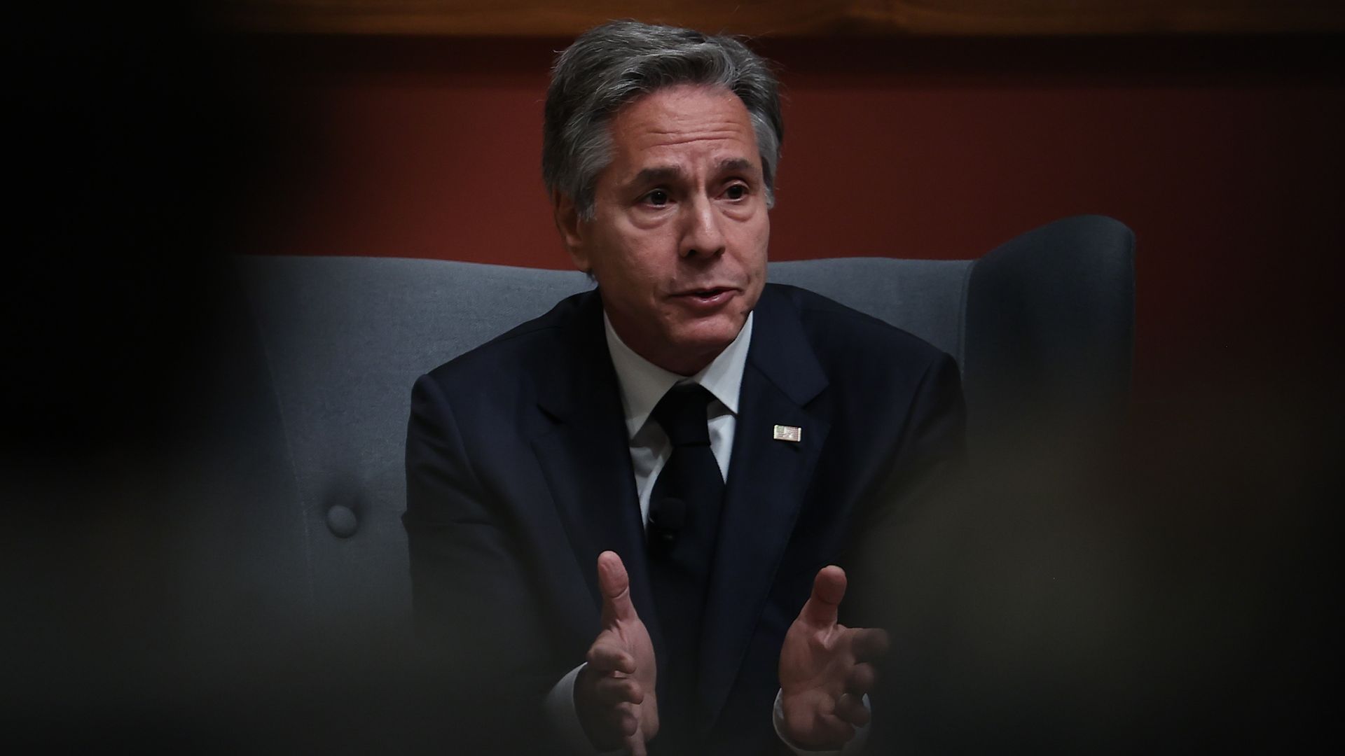 Secretary Anthony Blinken attends an event at the Hoover Institution of Stanford University in California, United States on October 17.