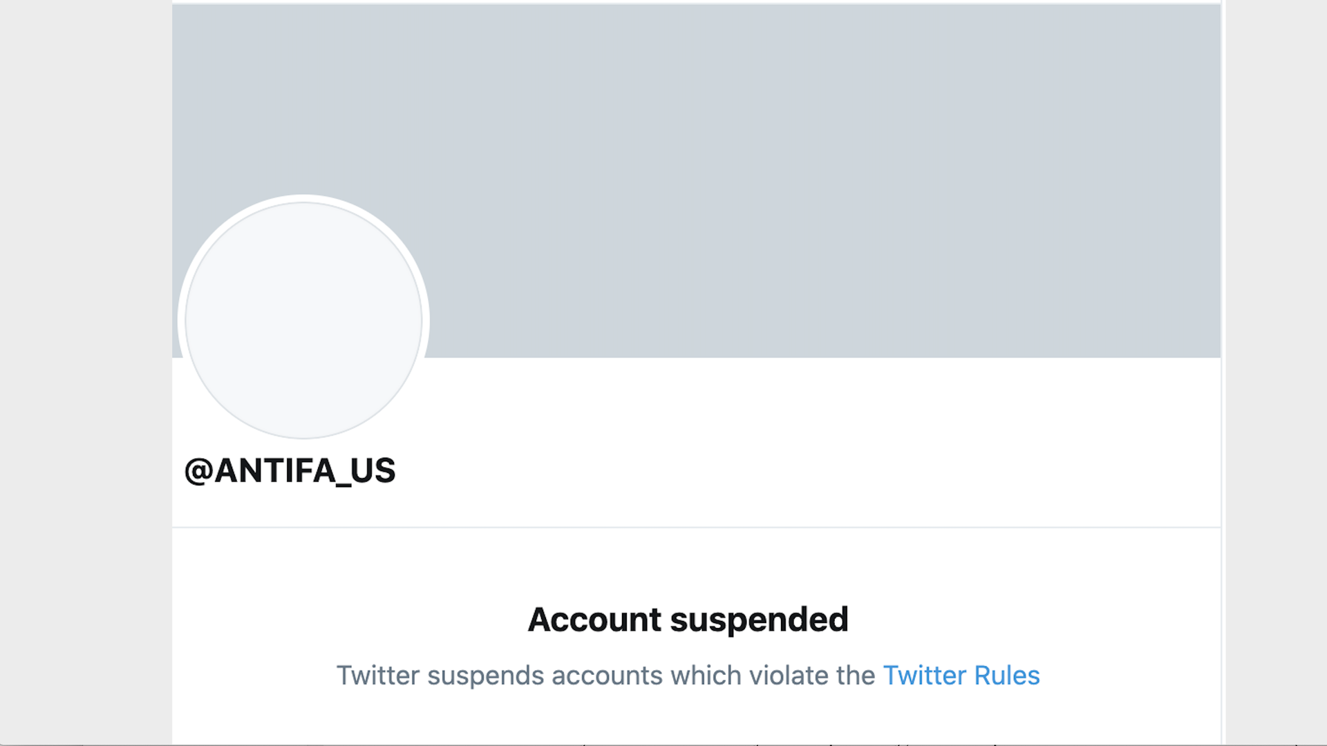 screenshot of a blocked antifa twitter account