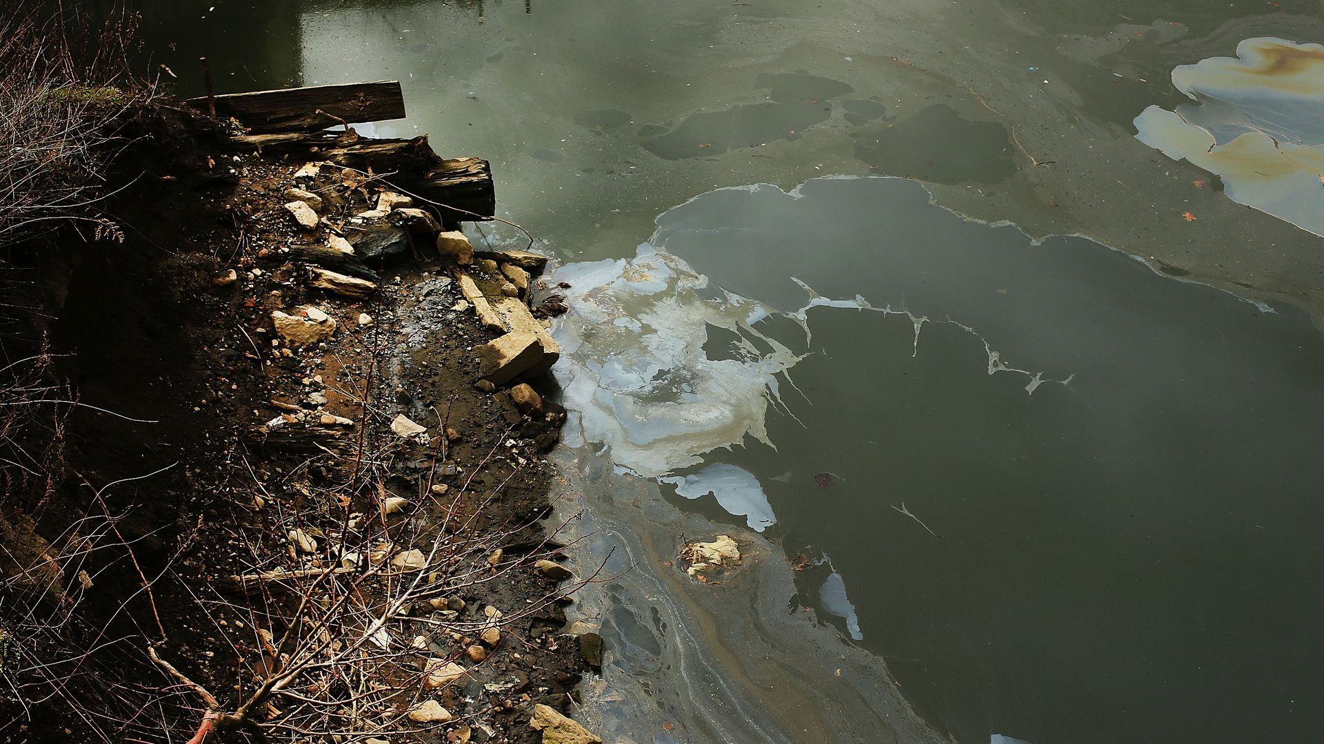 The Gowanus Canal, a designated federal Superfund site in Brooklyn, New York. 
