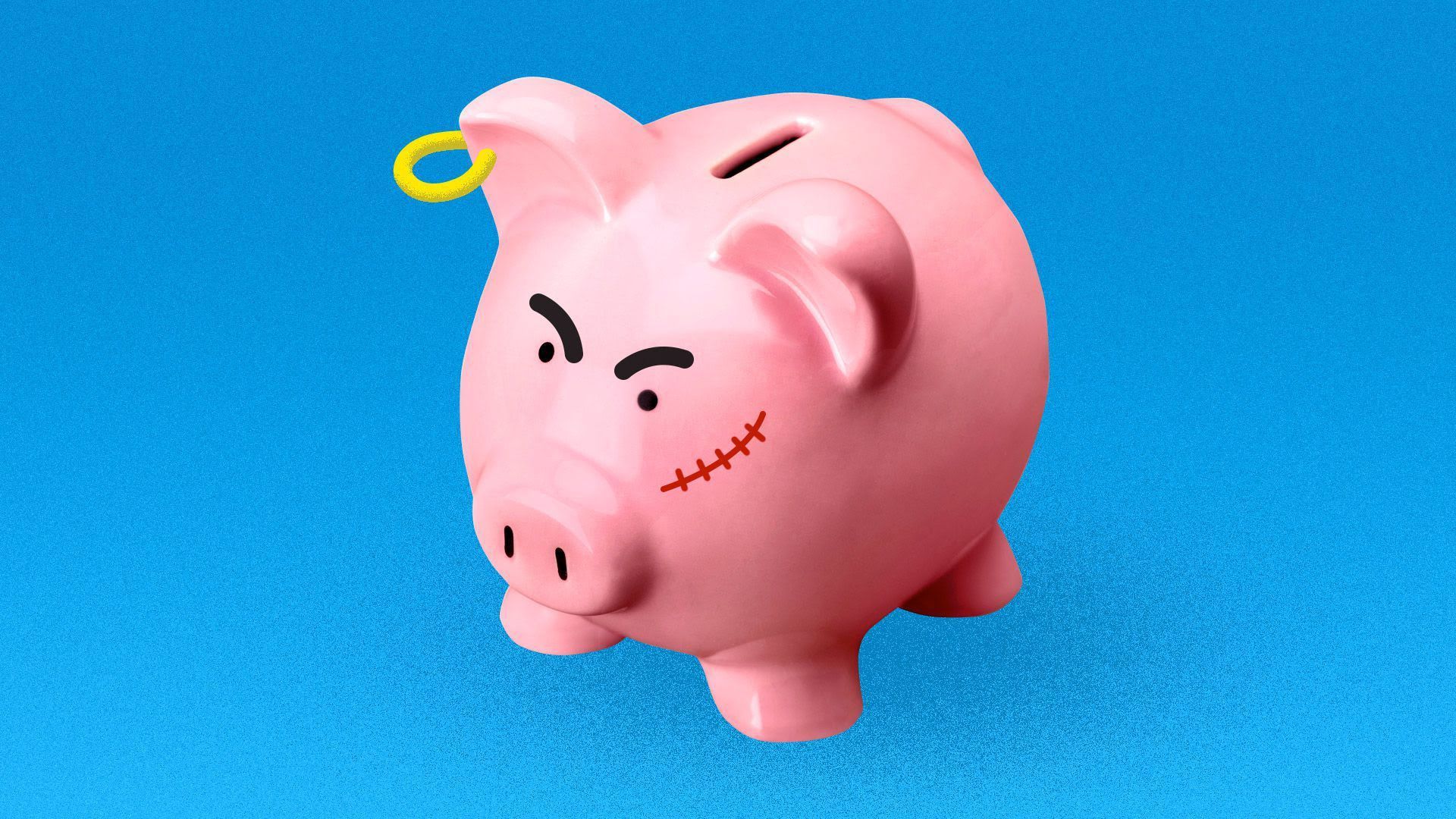 Illustration of a tough piggy bank