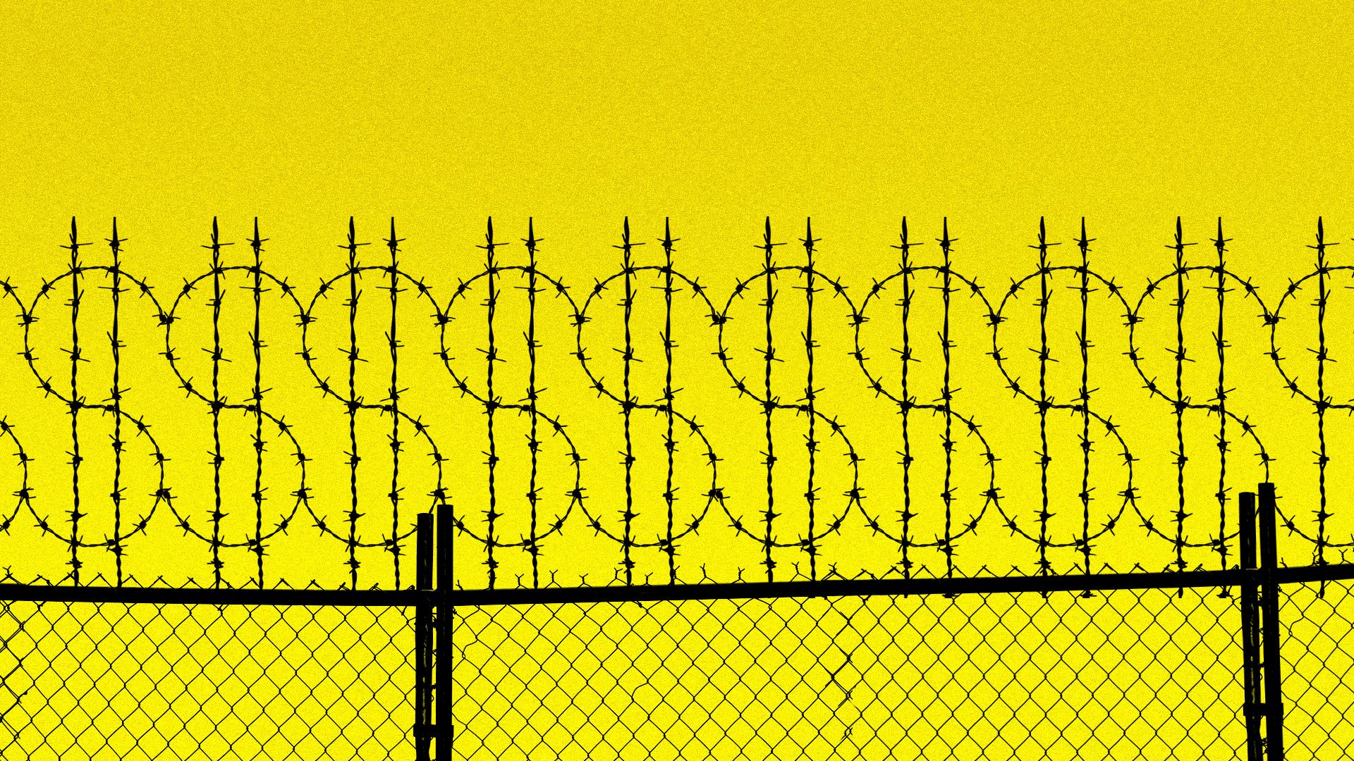 A barbed wire fence in the shape of a dollar sign.