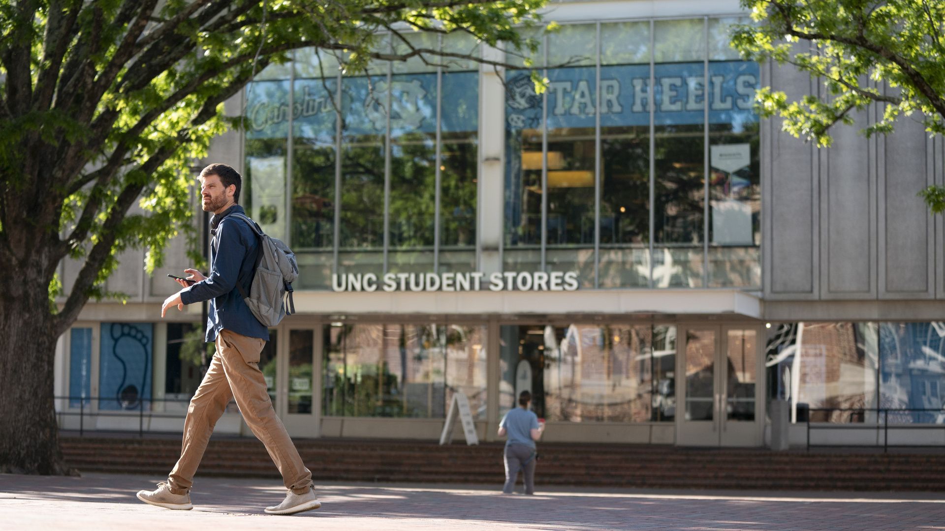 CHAPEL HILL, NORTH CAROLINA - MAY 1: A man walks on campus at the University of North Carolina on May 1, 2024 in Chapel Hill, North Carolina. The University of North Carolina was the first public university to accept and graduate students in the United States. (Photo by Sean Rayford/Getty Images)