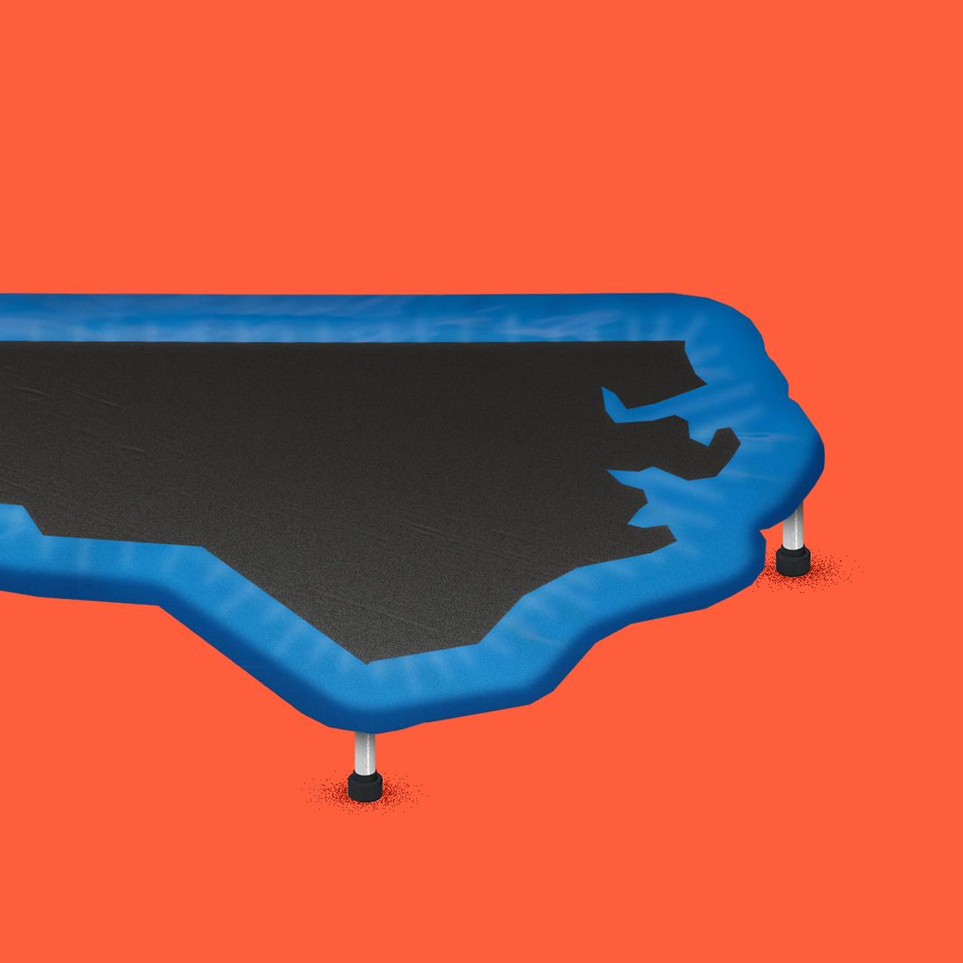 Illustration of a trampoline in the shape of North Carolina. 