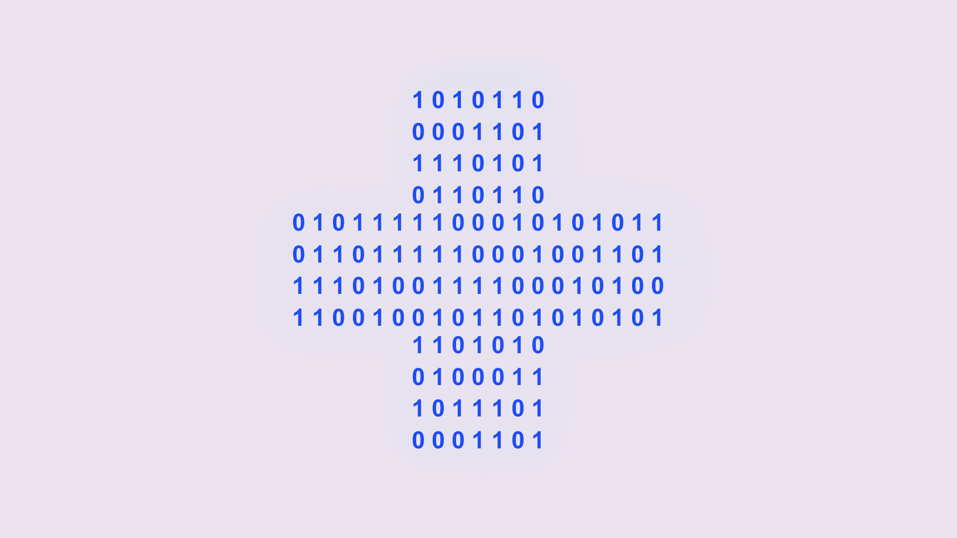 Gif of binary code in the shape of a cross.
