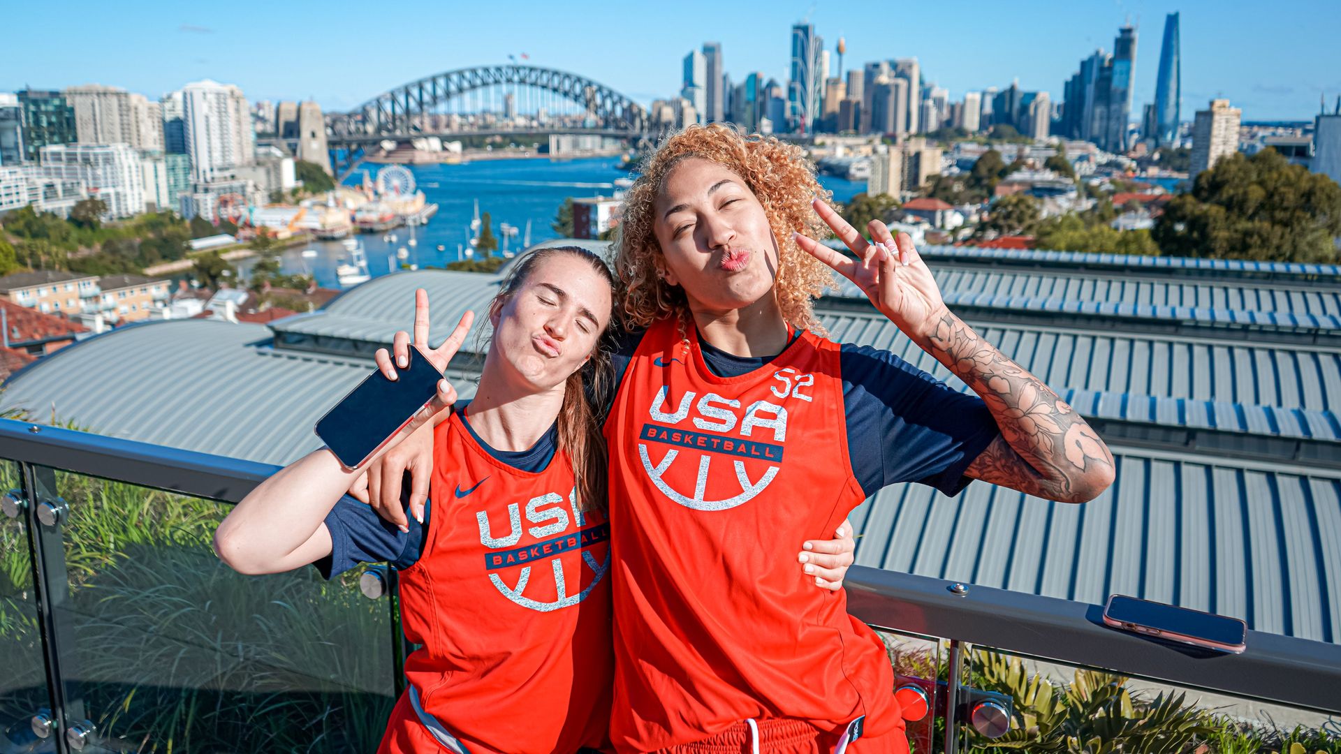 Sabrina Ionescu and Shakira Austin