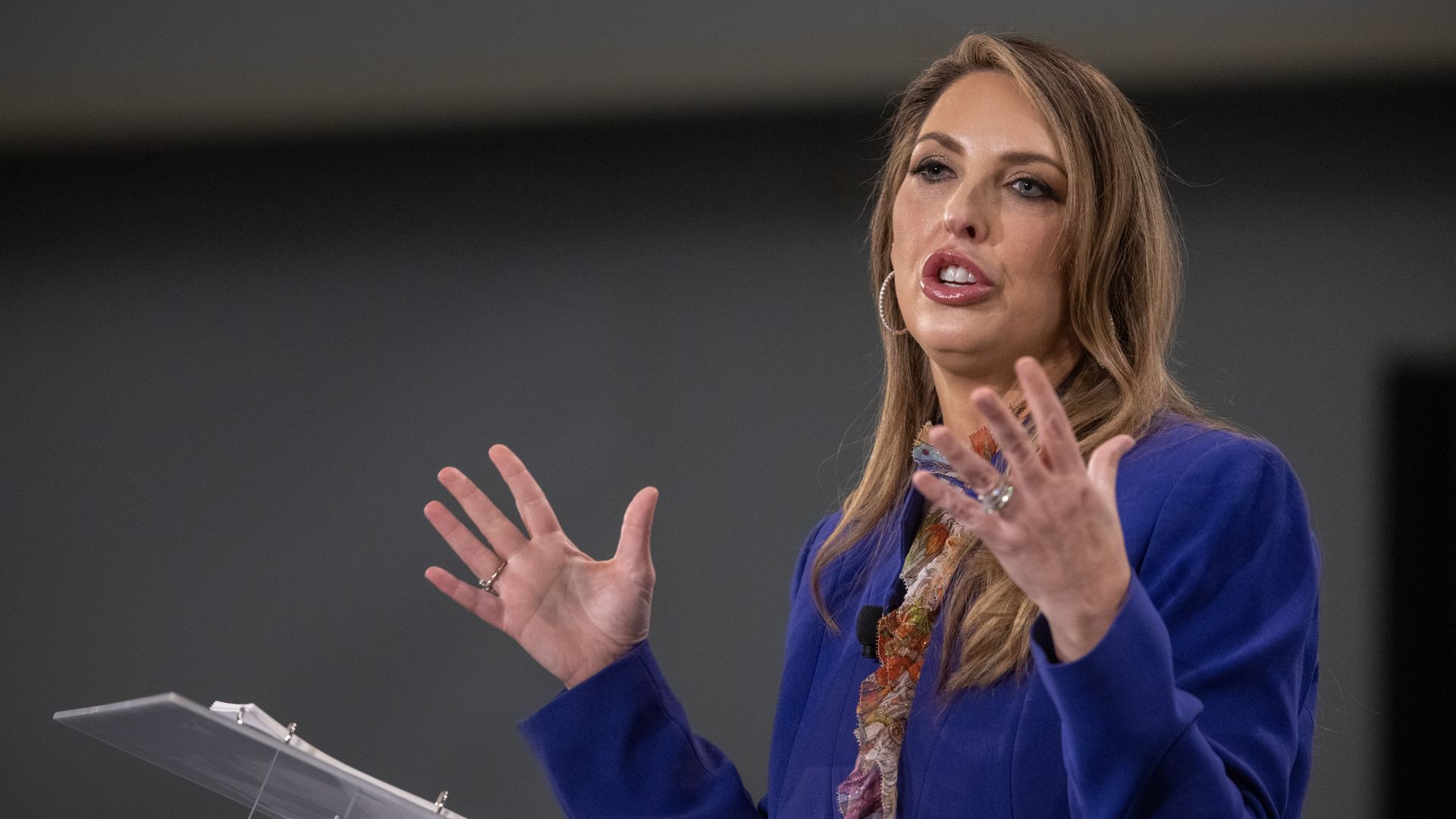 RNC Chairwoman Ronna McDaniel speaks at the Ronald Reagan Presidential Foundation & Institute's 'A Time for Choosing Speaker Series' at the Ronald Reagan Presidential Library on April 20, 2023 in Simi Valley, California