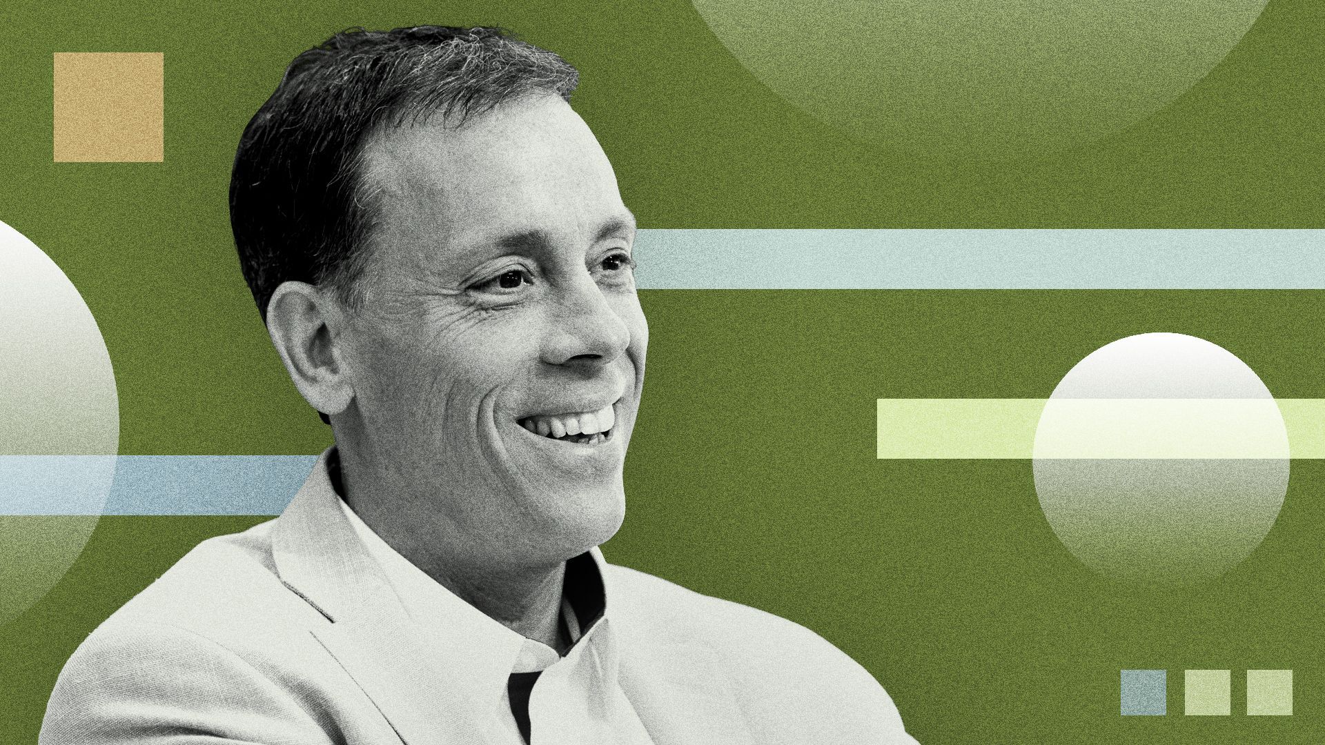 Photo illustration of Jim VandeHei with abstract shapes.