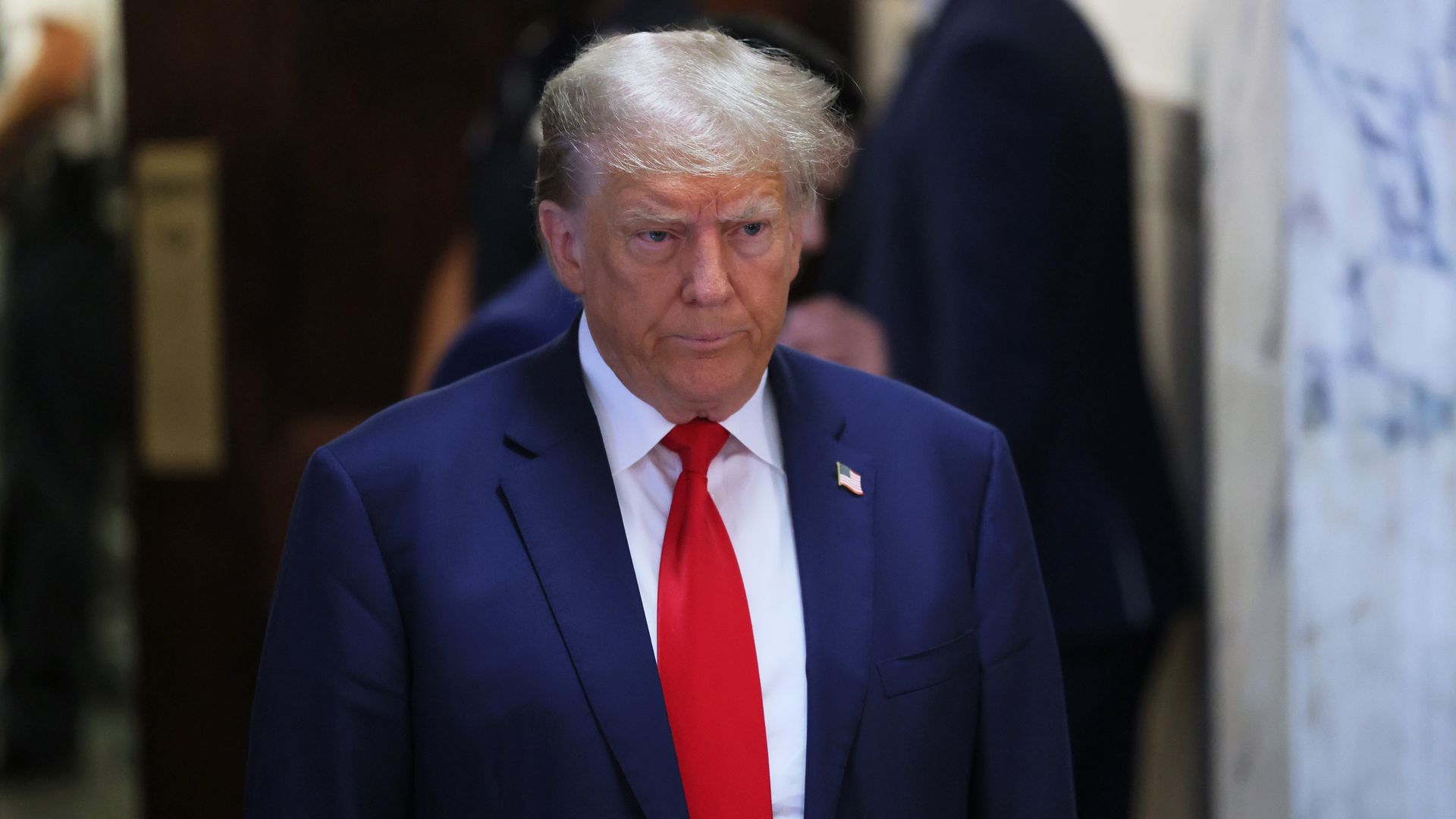 Former President Donald Trump arrives for the second day of his civil fraud trial at New York State Supreme Court on October 03, 2023 in New York City. 