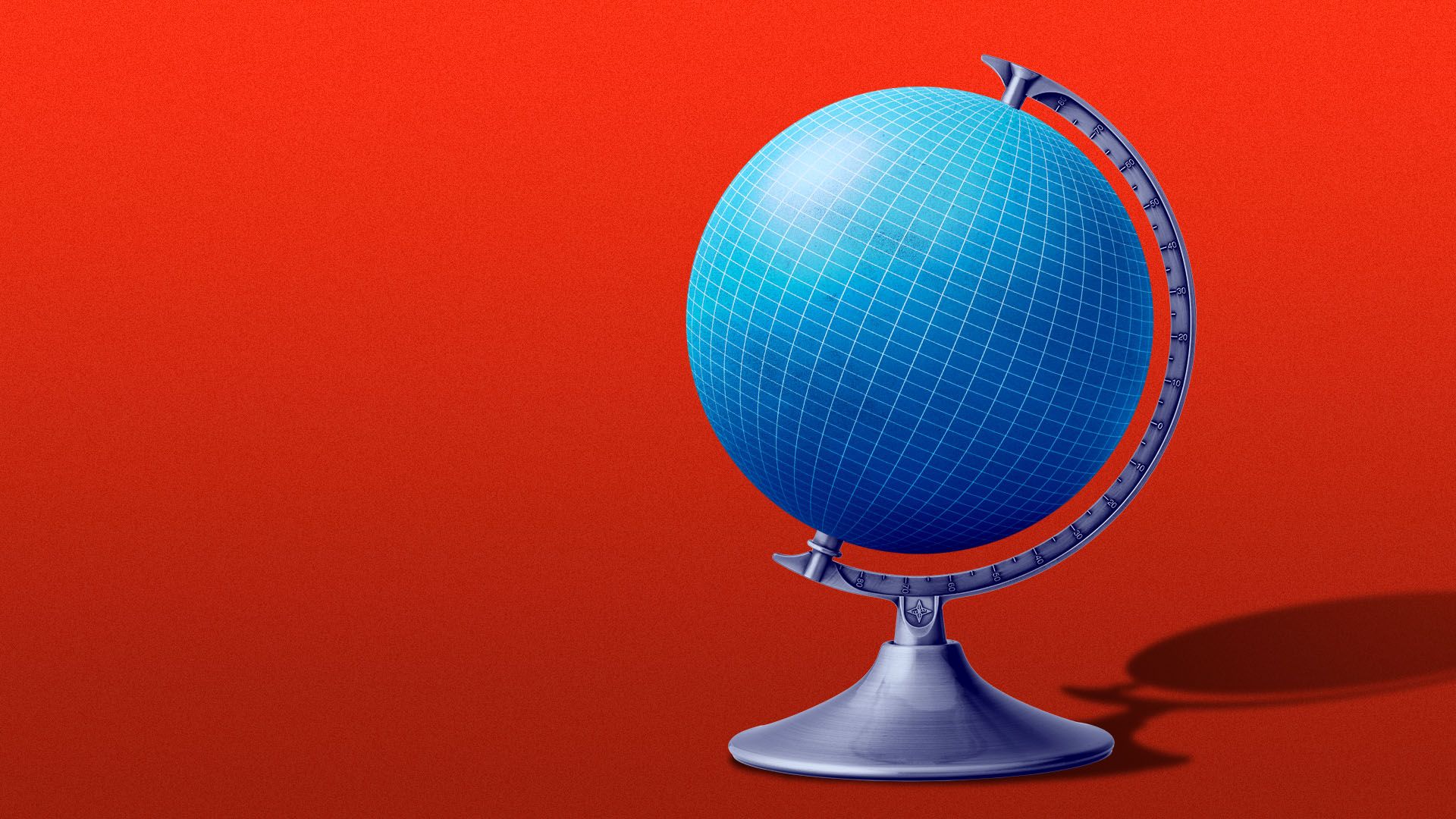 Illustration of a tabletop globe without any land on it