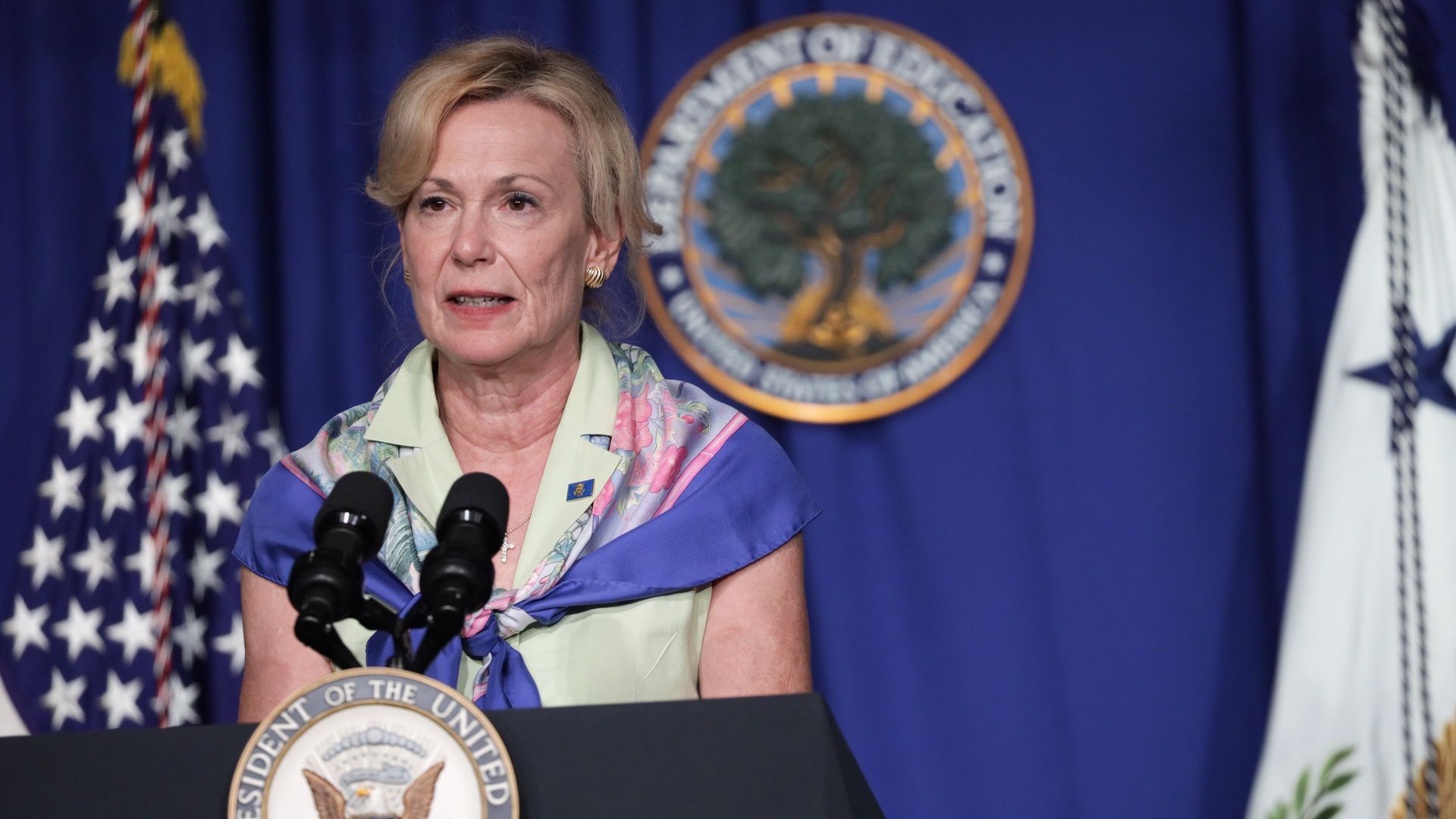 Photo of Deborah Birx speaking from behind a podium in the White House