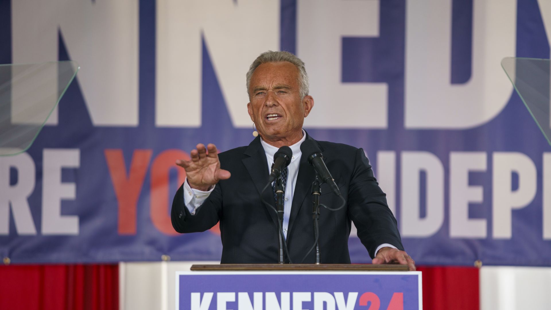 residential Candidate Robert F. Kennedy Jr. makes a campaign announcement at a press conference on October 9, 2023 in Philadelphia, Pennsylvania