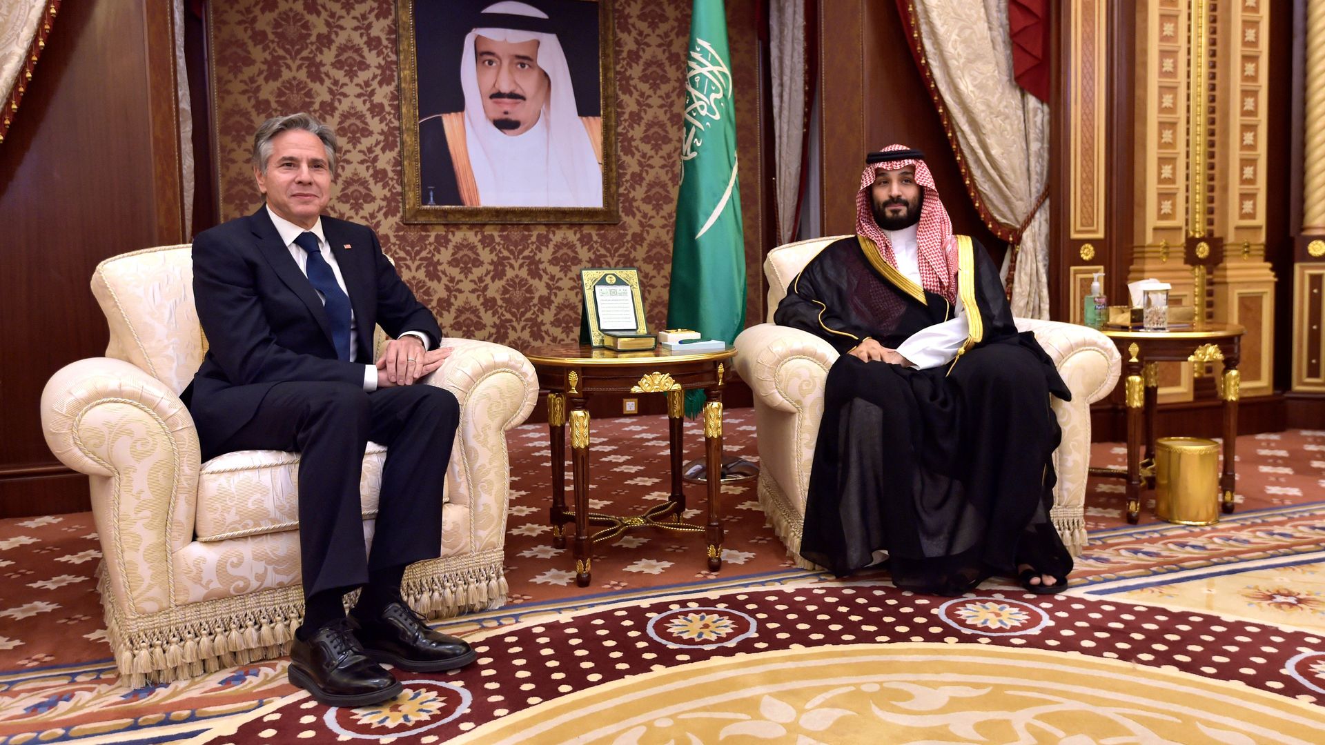Secretary of State Tony Blinken and MBS in Saudi Arabia on June 7, 2023. Photo: Amer Hilabi/AFP via Getty Images