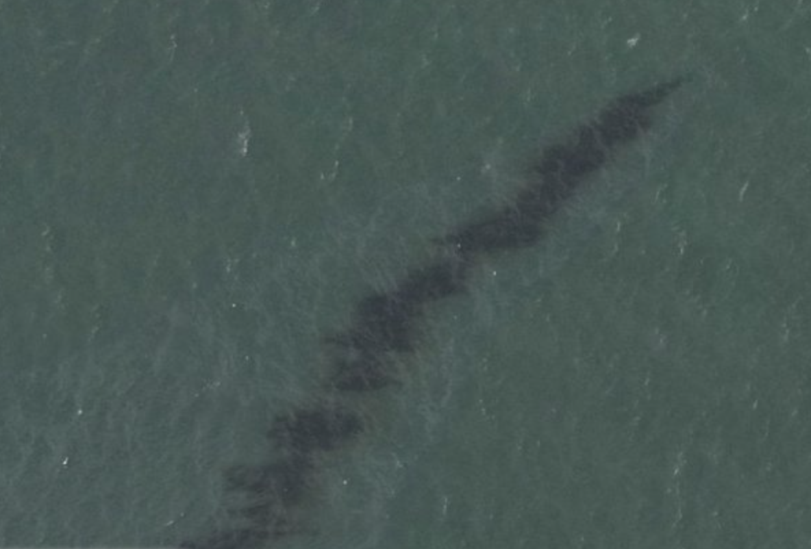  An aerial survey image of the spill captured Wednesday by the National Oceanic and Atmospheric Administration.