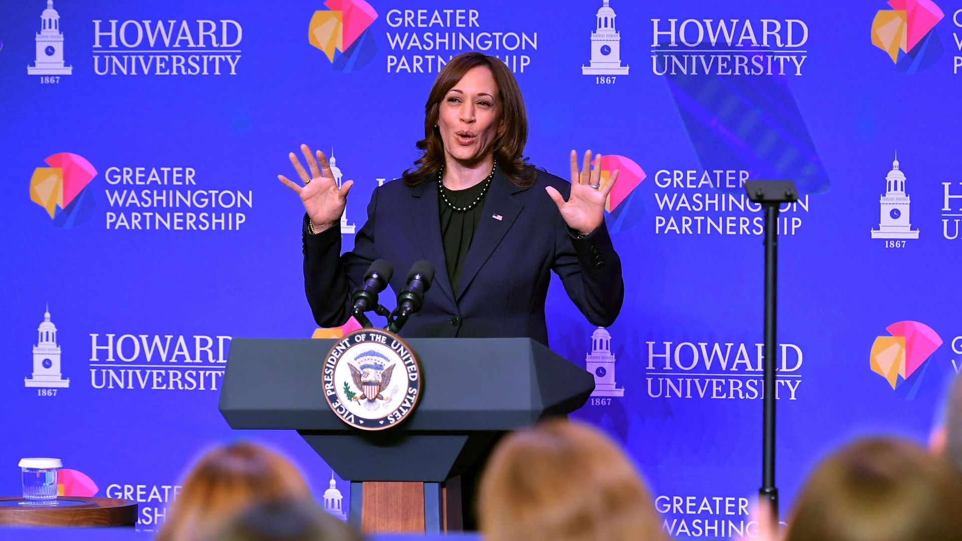 Vice President Kamala Harris is seen speaking at Howard University, her alma mater.