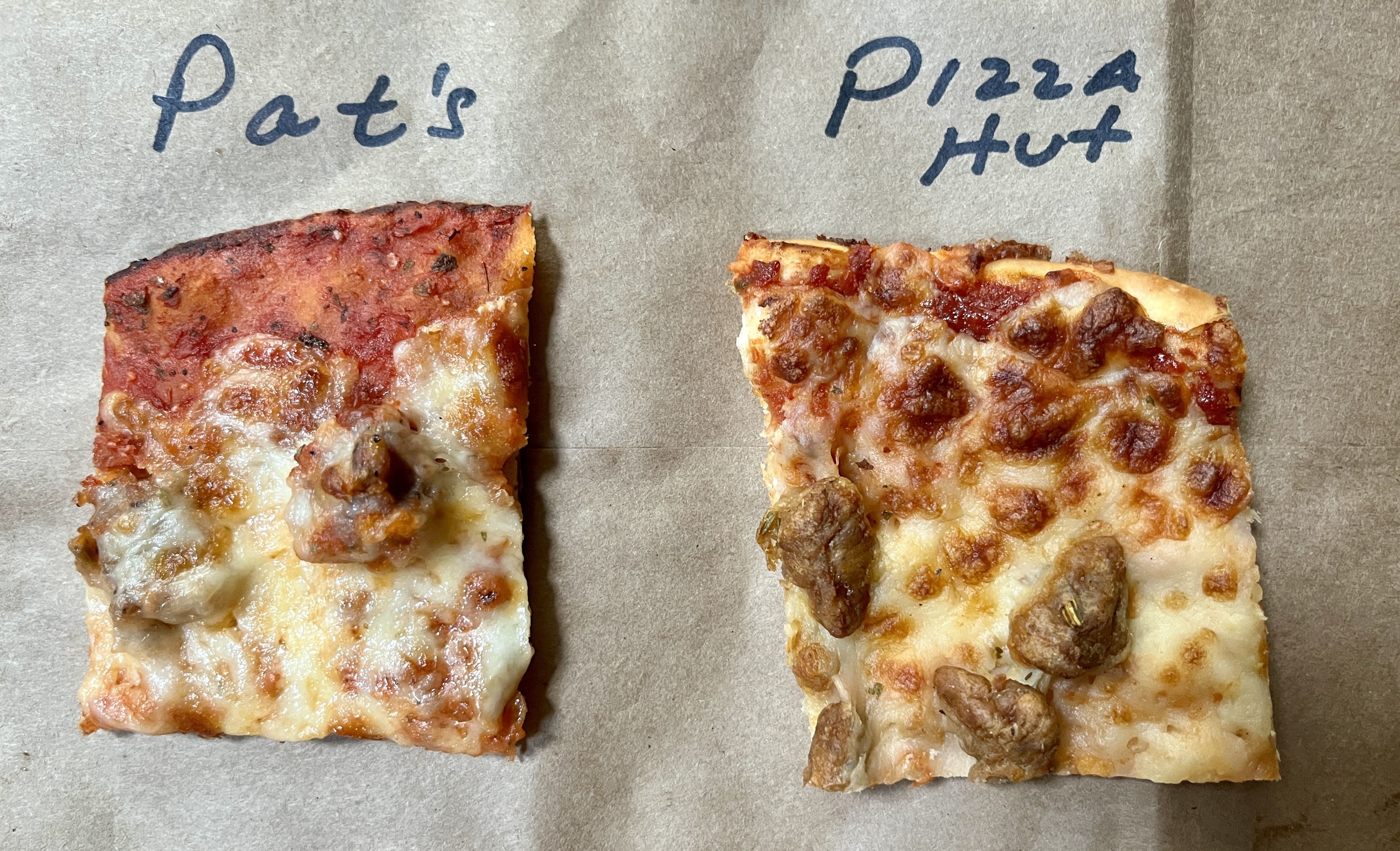 two squares of pizza