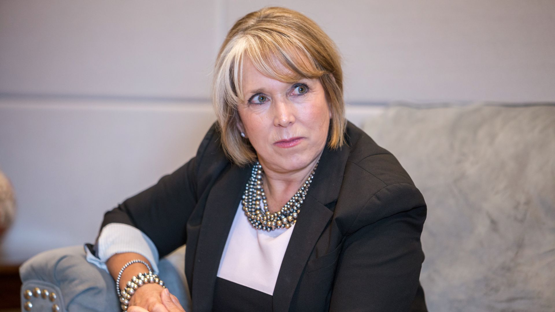 Michelle Lujan Grisham, governor of New Mexico, listens during an interview at her office in Santa Fe, New Mexico, U.S., on Thursday, Aug. 8, 2019.