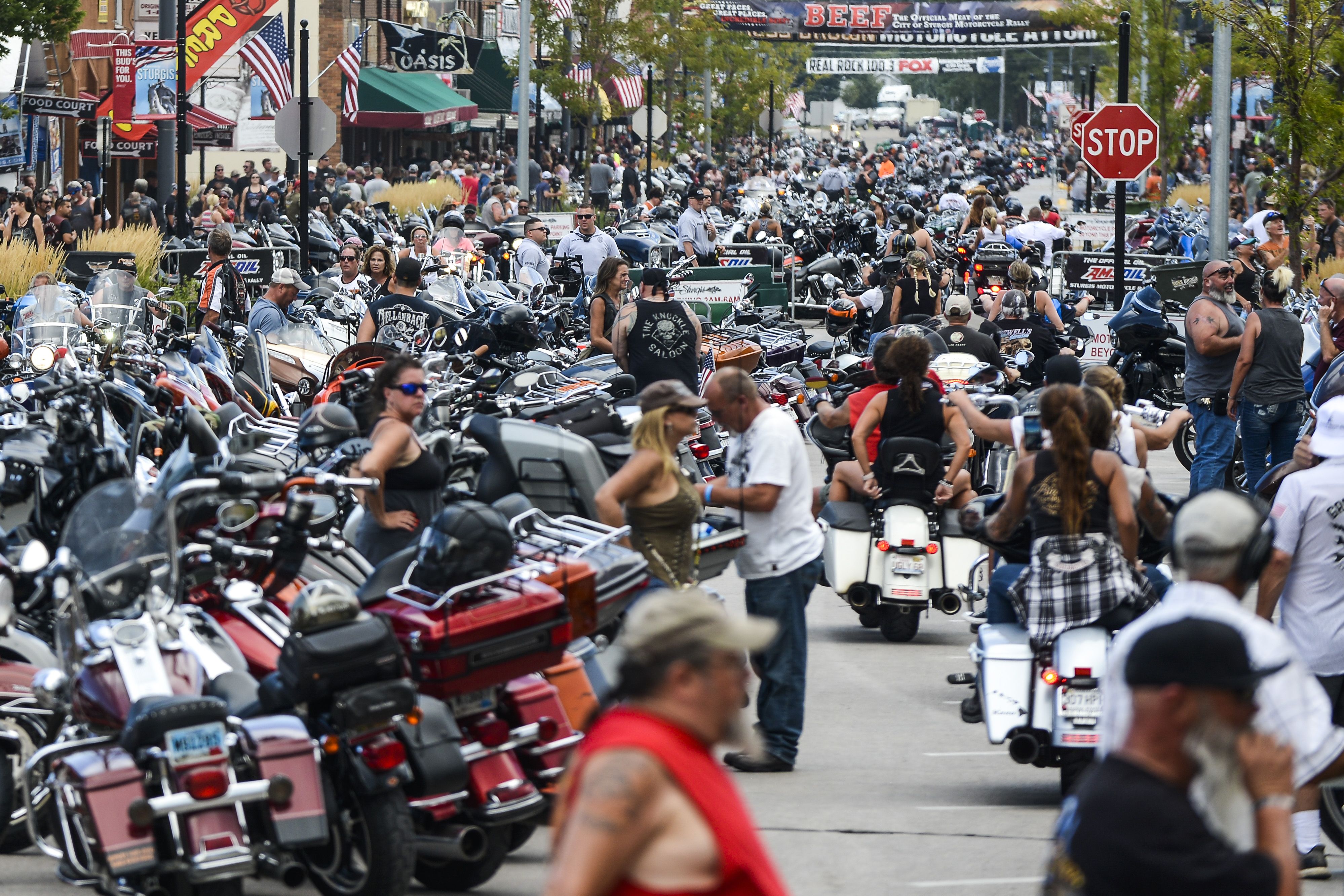 Motorcyclists in Sturgis on Aug. 7.