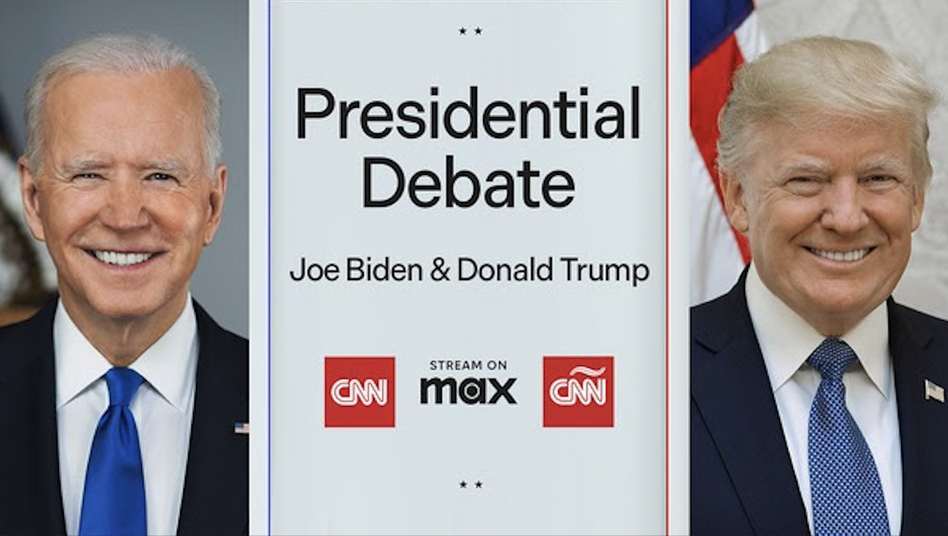 A screenshot showing Biden and Trump's debate promo