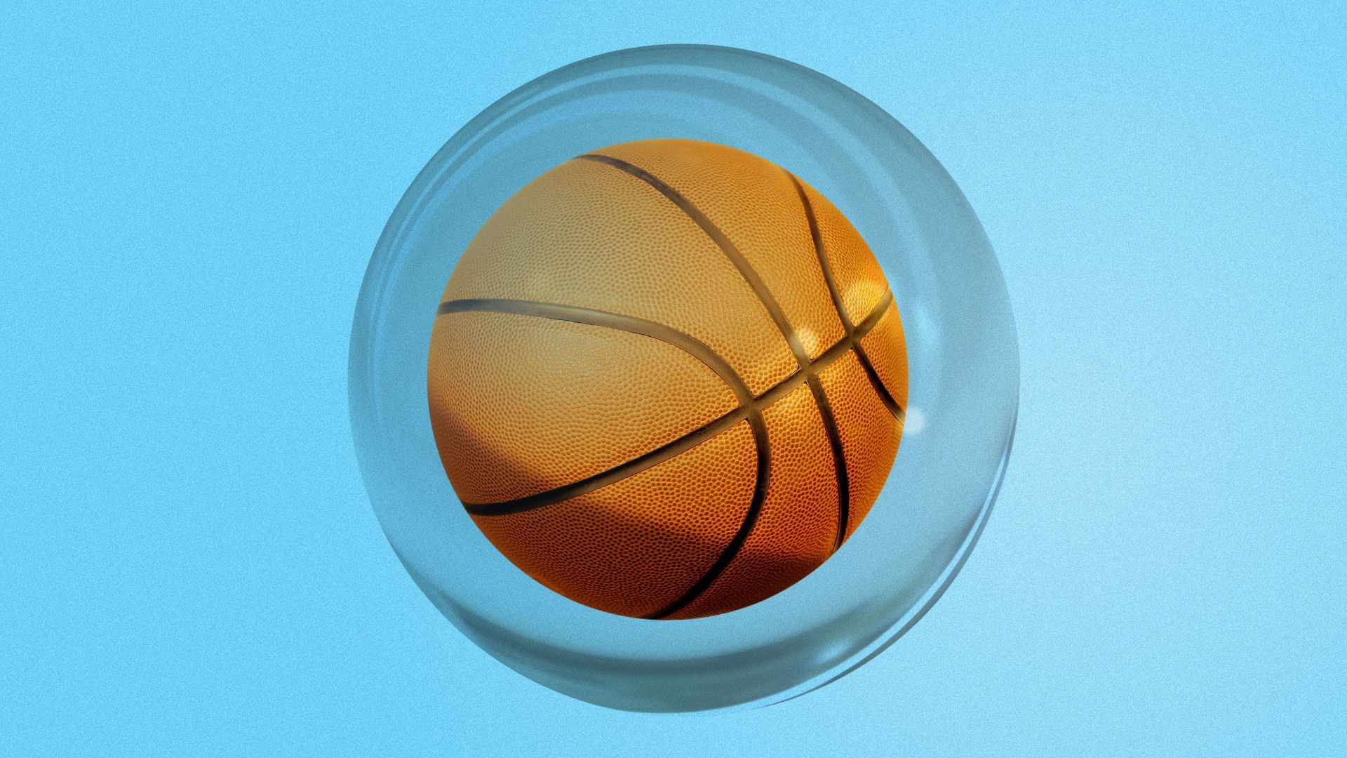 Illustration of a basketball in a bubble.   