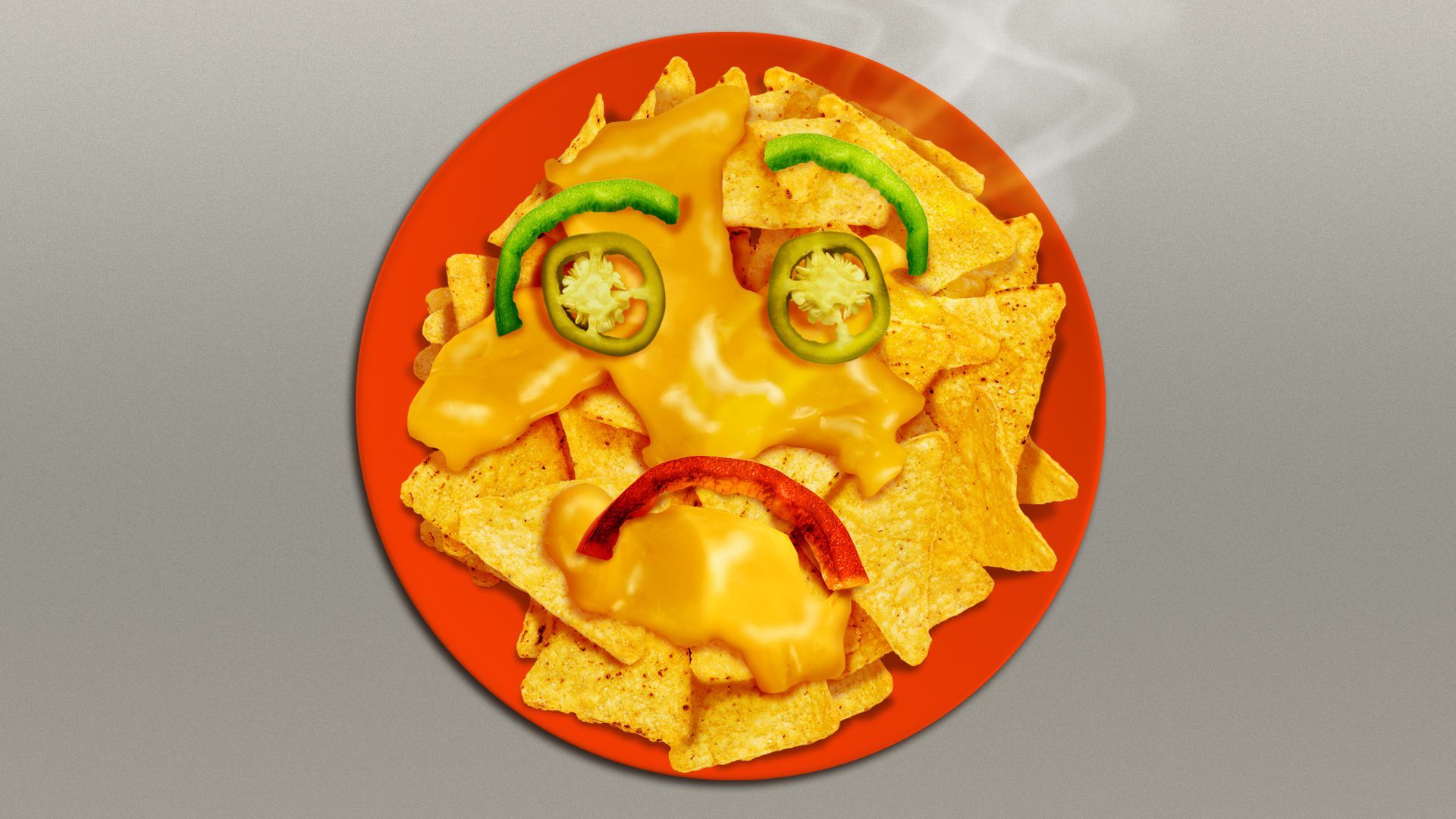 Illustration of a sad plate of nachos