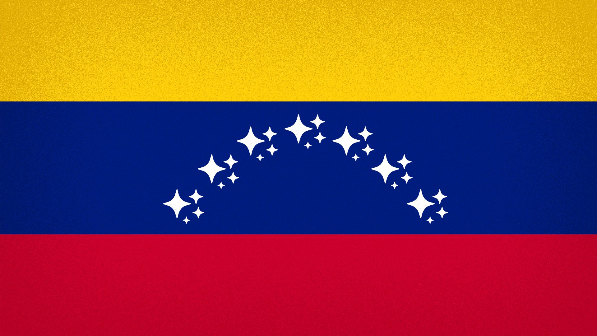 Illustration of the Venezuelan flag with the AI symbol instead of stars. 