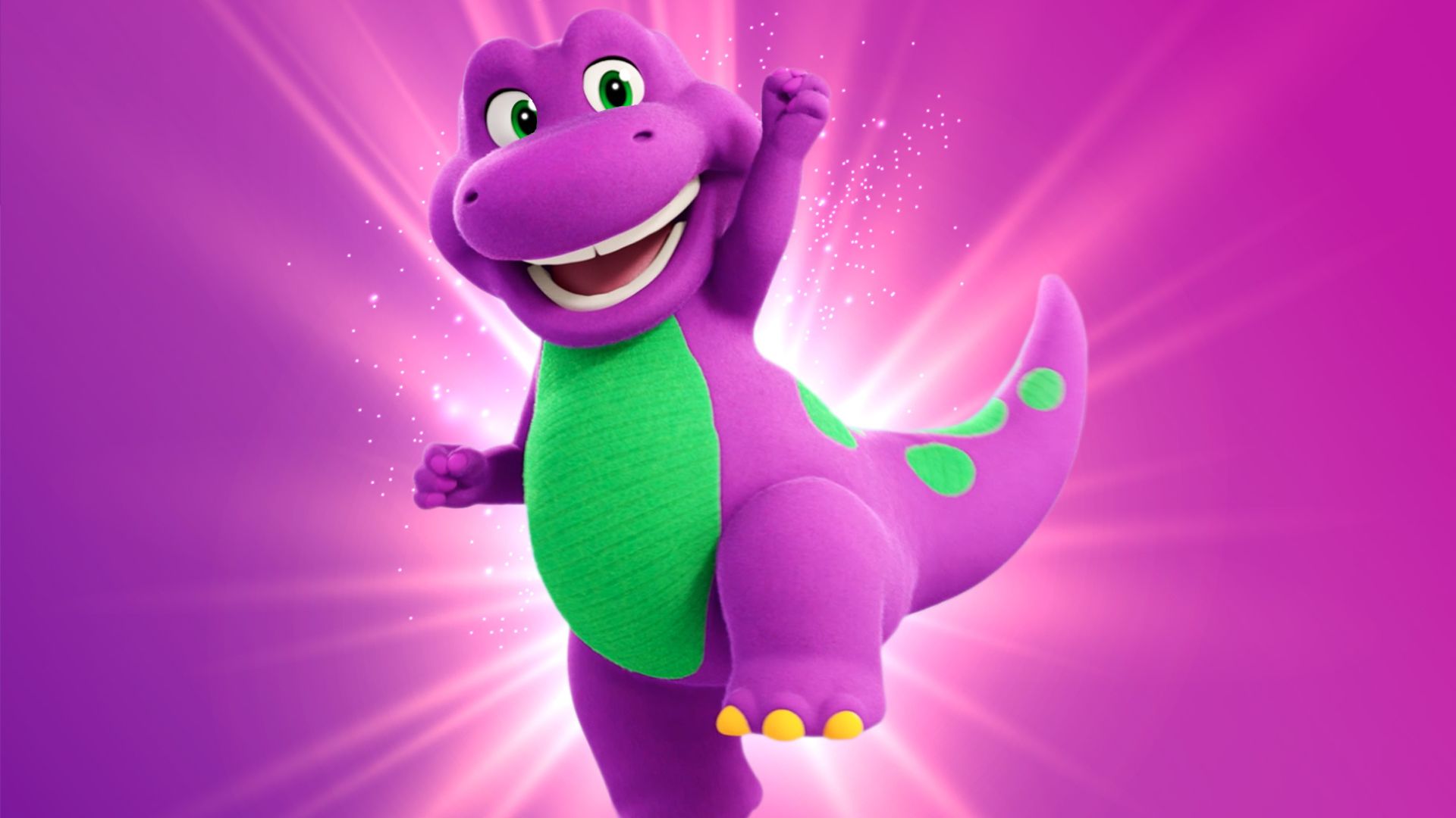 illustrated purple T-rex against a purple background