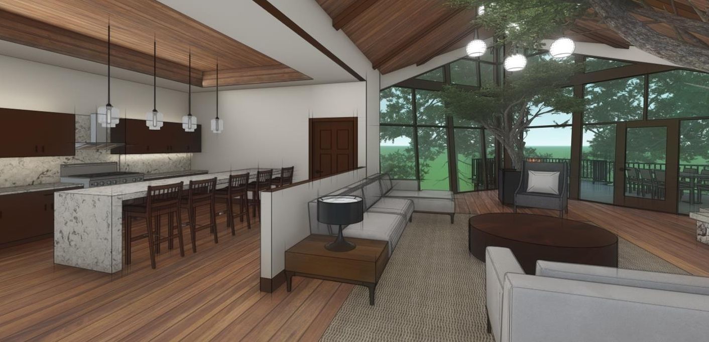 insider rendering of lght and airy kitchen and living roo