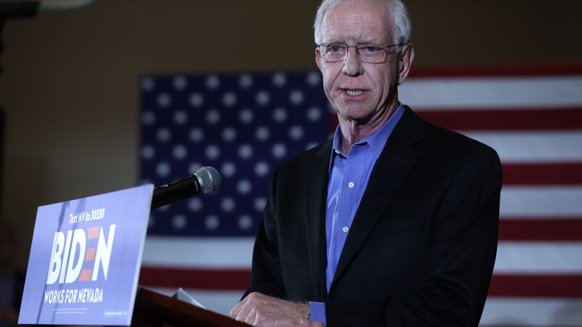 Former Capt. Chesley "Sully" Sullenberger is seen at a 2020 political rally for Joe Biden.